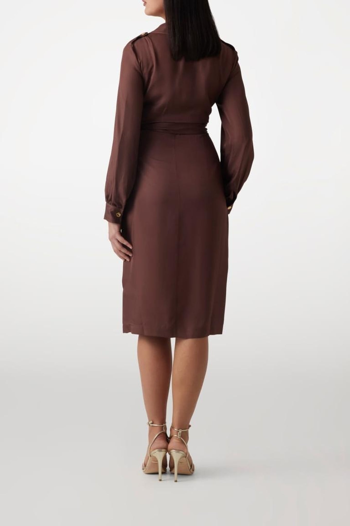 MARCIANO BY GUESS DORIAN LS WRAP DRESS CIOCCOLATA 3