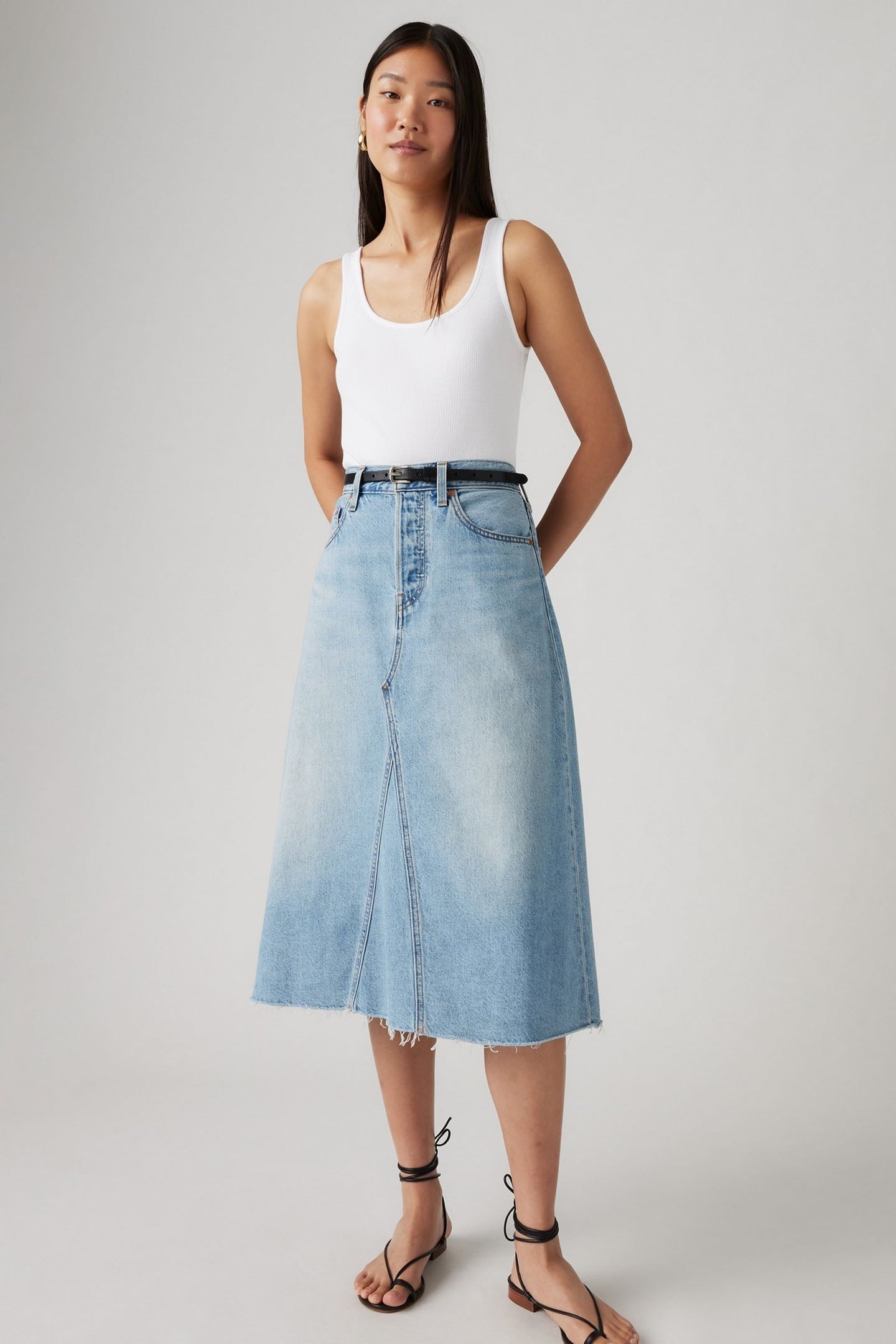 HIGH RISE A LINE DECON SKIRT BLUE 2