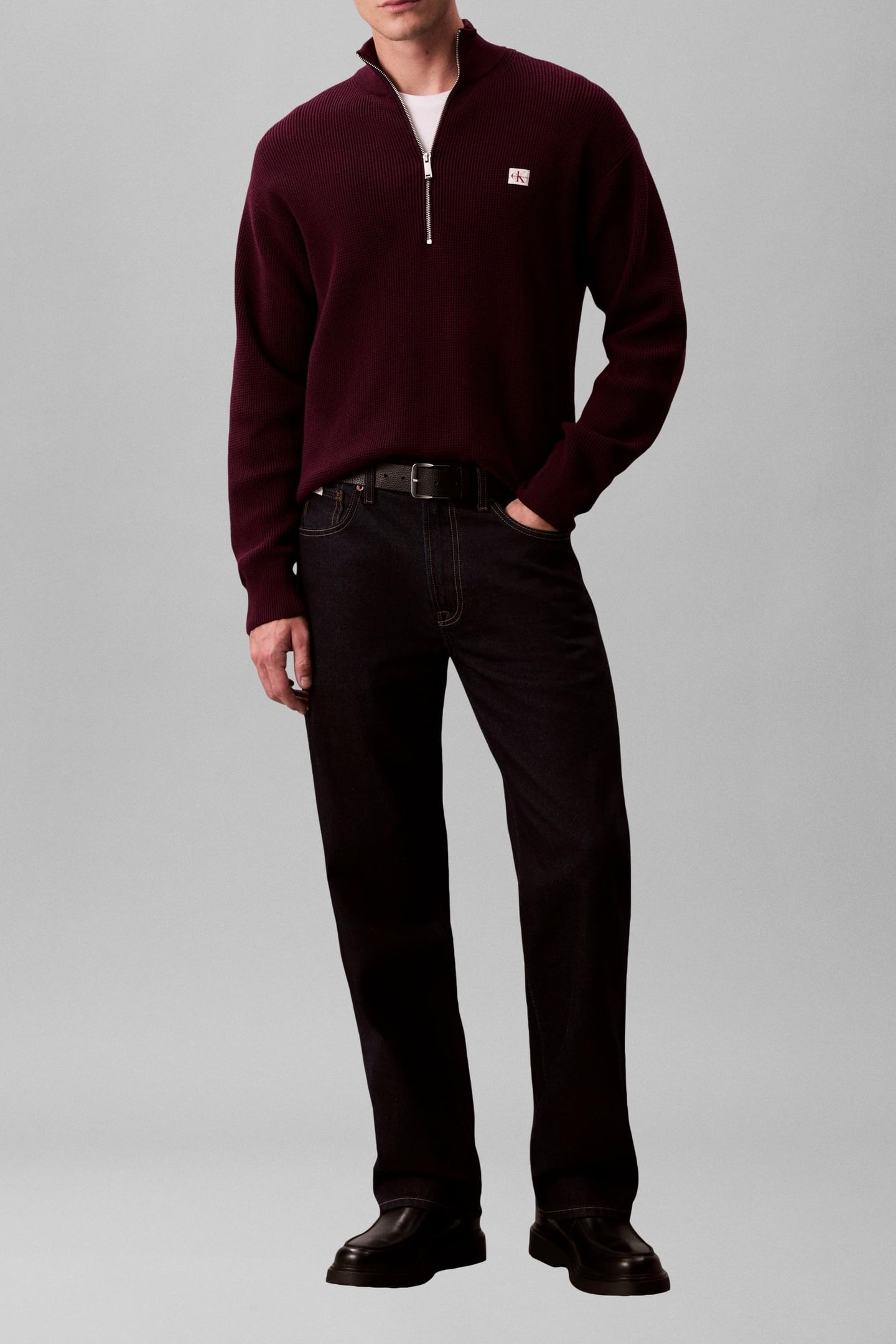 LS EZ COTTON WAFFLE SWEATER PASSION PLUM 2