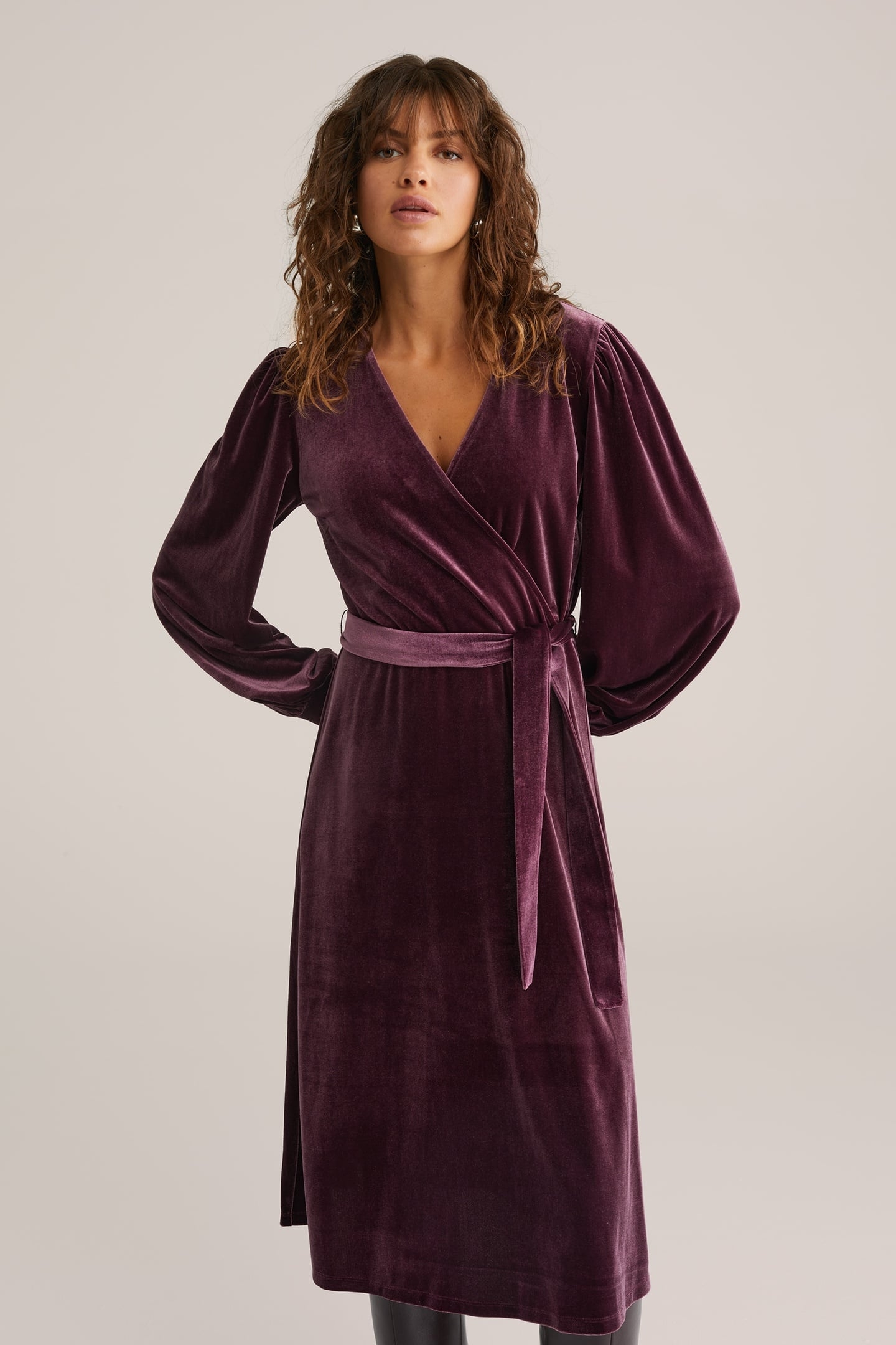 DRESS MID LENGTH AUBERGINE 1