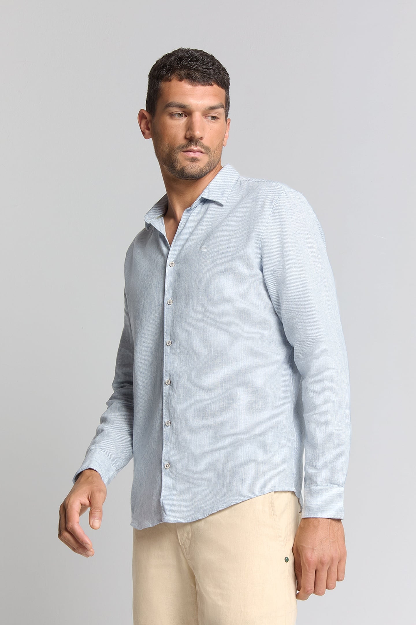 SHIRT VERTICAL SMALL STRIPES WITH LINEN CLOUD 1