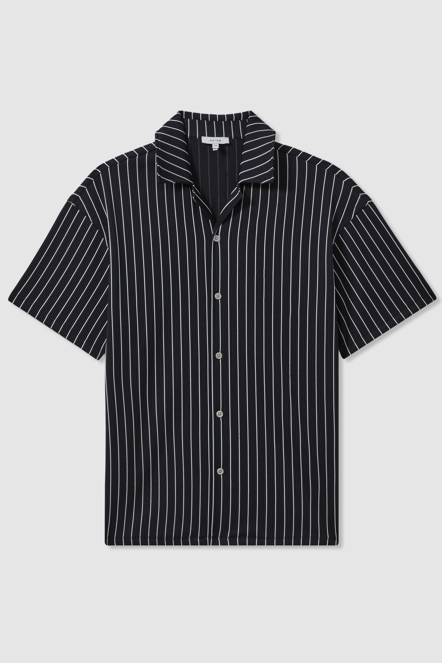 SS STRIPED RIB SHIRT NAVY/WHITE 4
