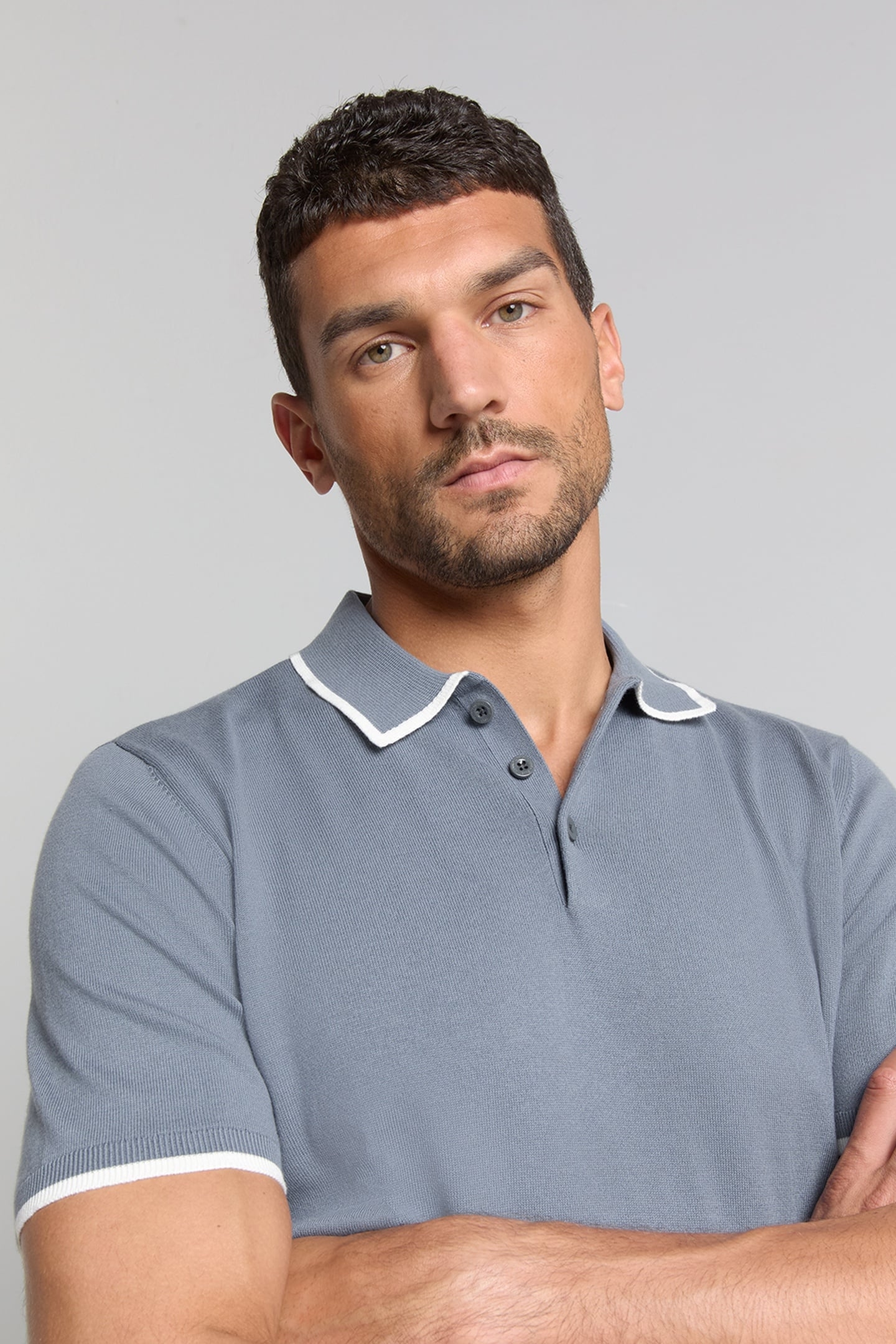 PULLOVER SHORT SLEEVE POLO BUTTON SOLID WASHED BLUE 4