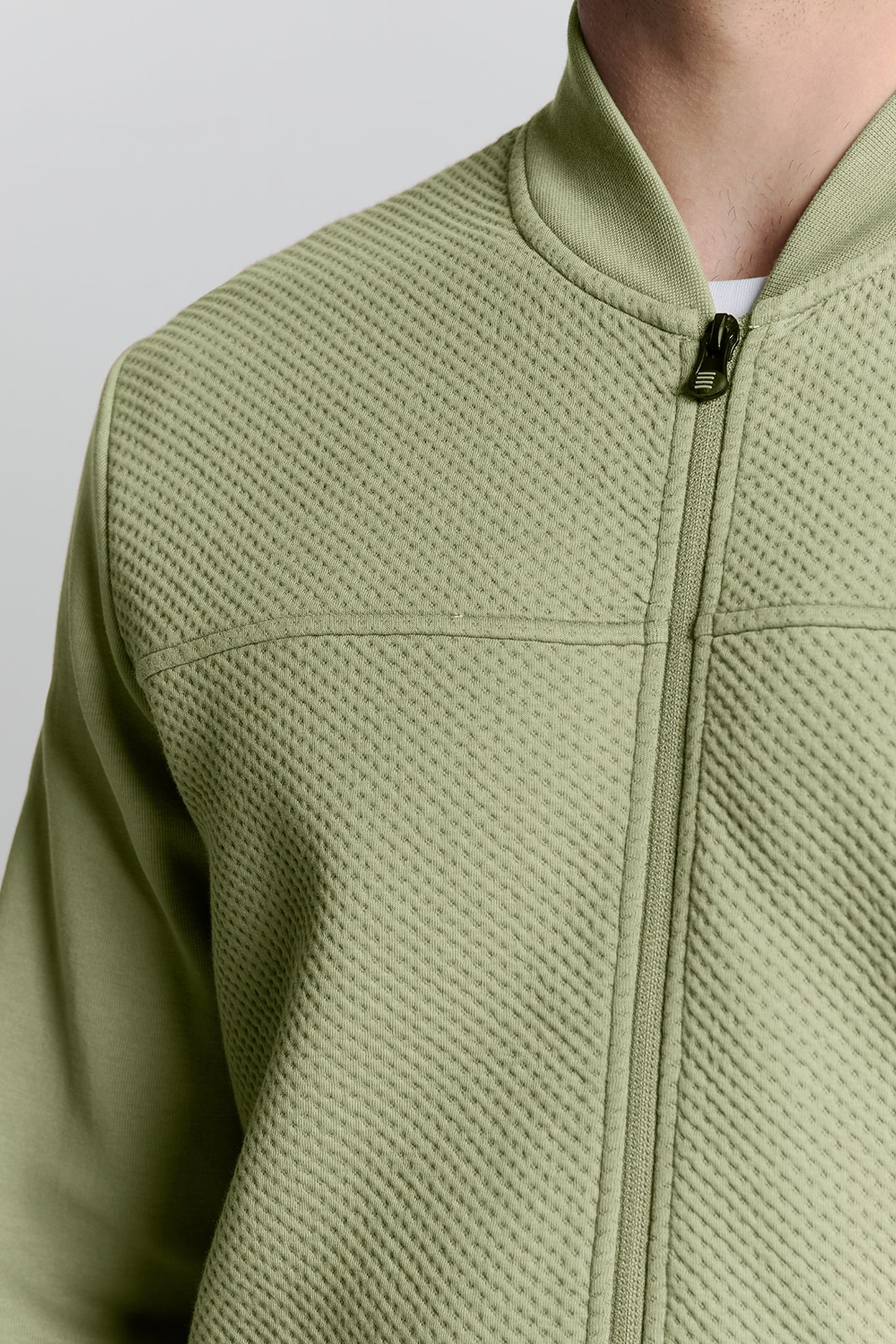 SWEATER FULL ZIPPER JACQUARD MIX BOMBER LIGHT ARMY 7