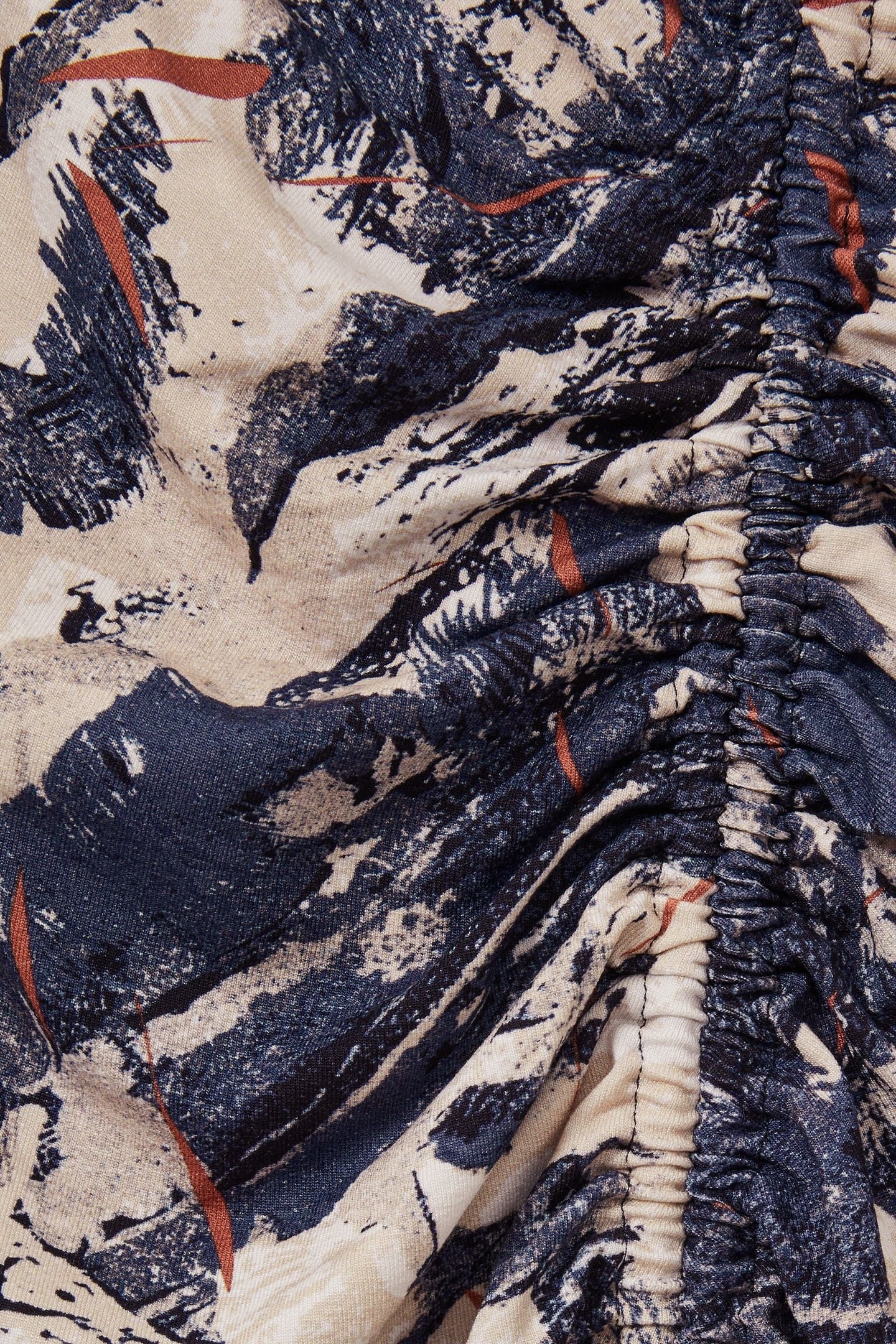 RUCHED PRINT MIDI NAVY/NEUTRAL 6