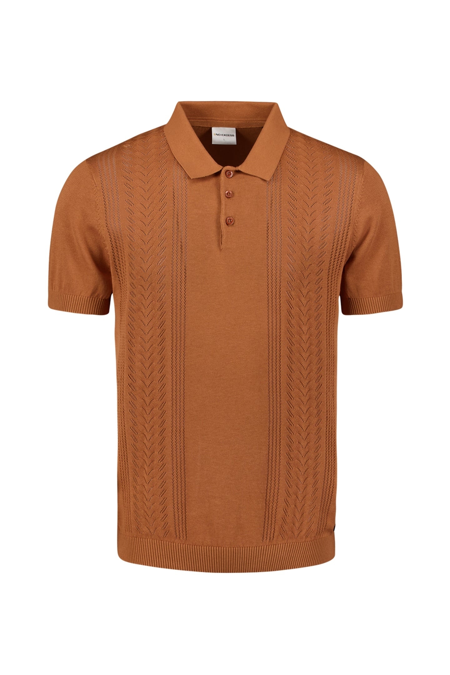 PULLOVER SHORT SLEEVE POLO SOLID PLACED JACQUARD CARAMEL 4