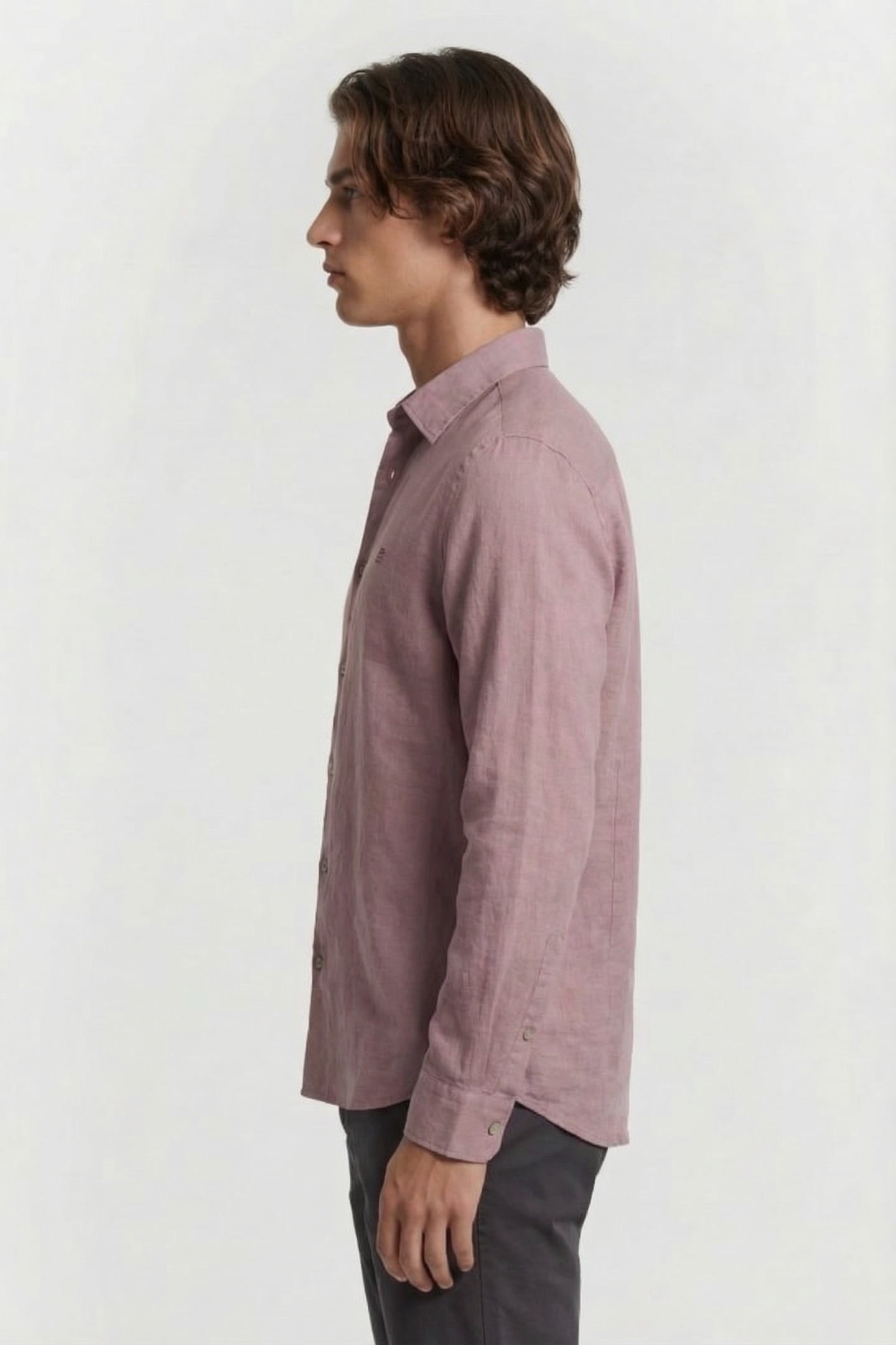 SHIRT SOLID WITH LINEN MAUVE 4