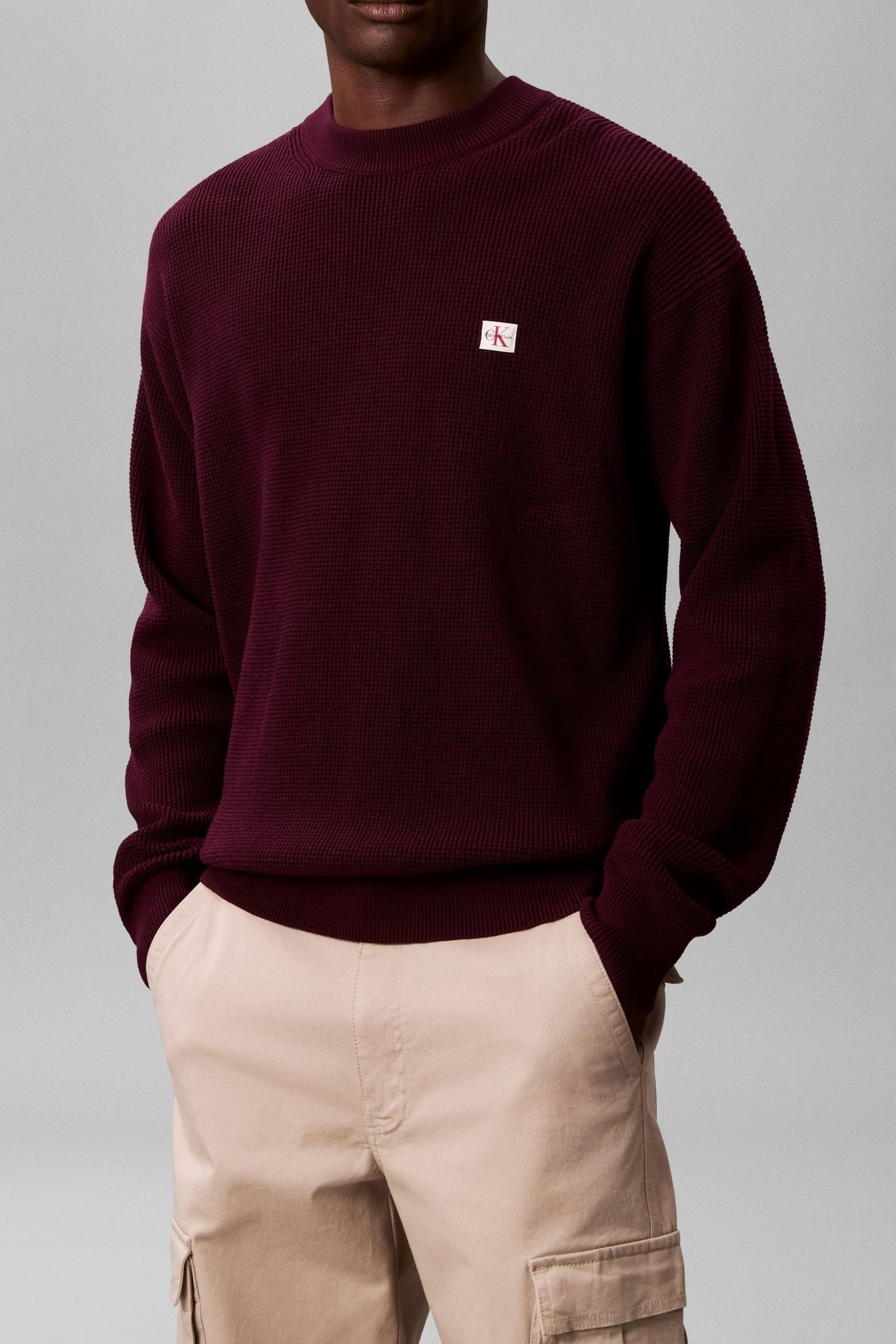 LS EZ COTTON WAFFLE SWEATER PASSION PLUM 3