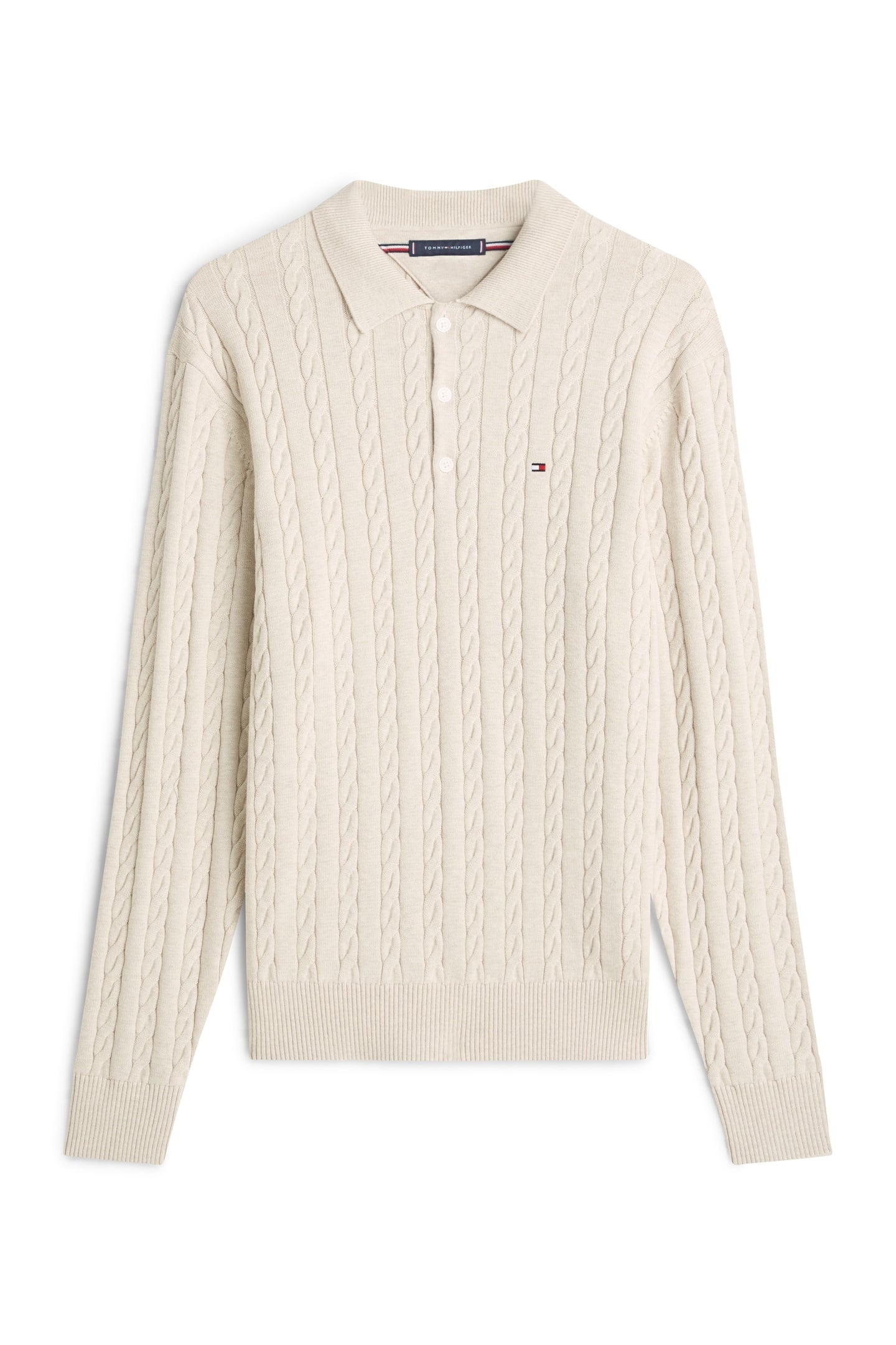 CLASSIC COTTON CABLE SWEATER HEATHERED OATMILK 5