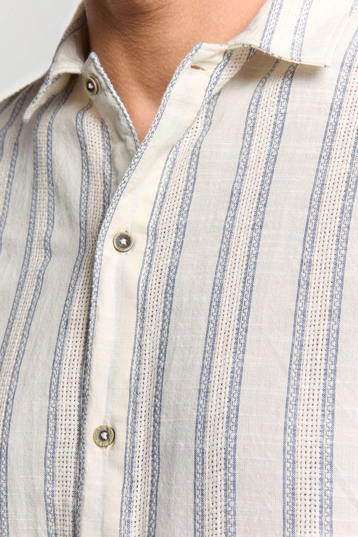 SHIRT SHORT SLEEVE VERTICAL DOBBY STRIPES OFFWHITE 6