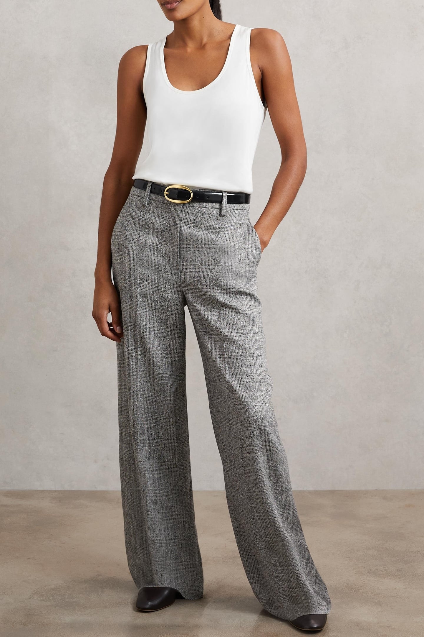TEXTURE WIDE LEG TROUSER GREY 1