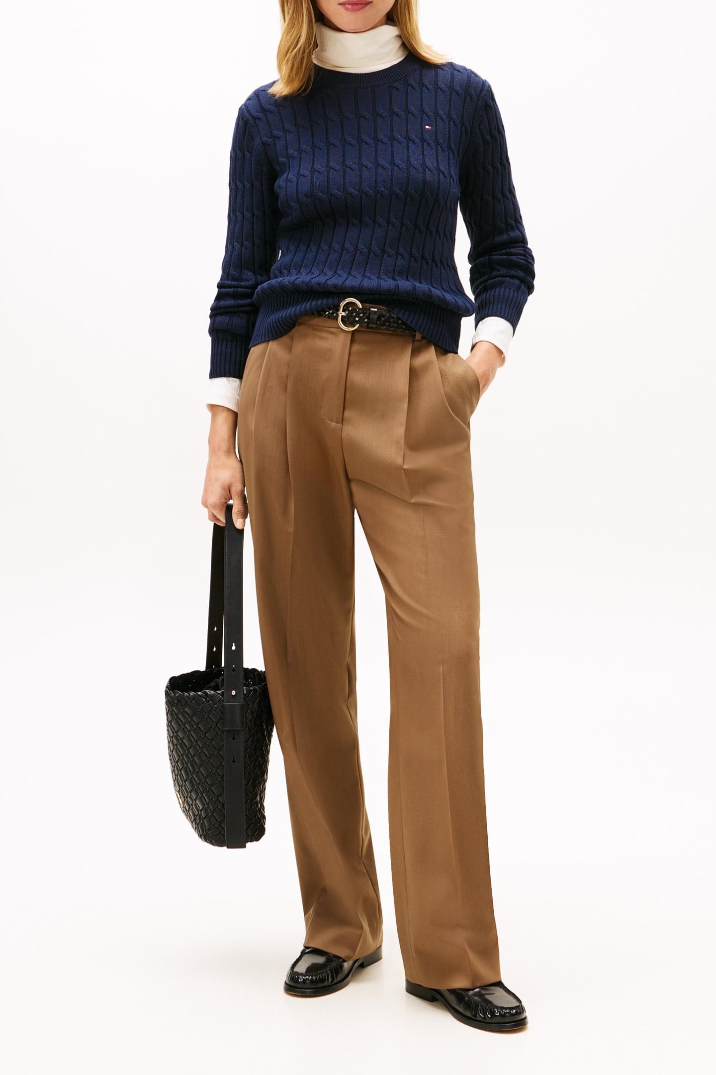 CABLE KNIT CREW NECK JUMPER DARK NIGHT NAVY 3