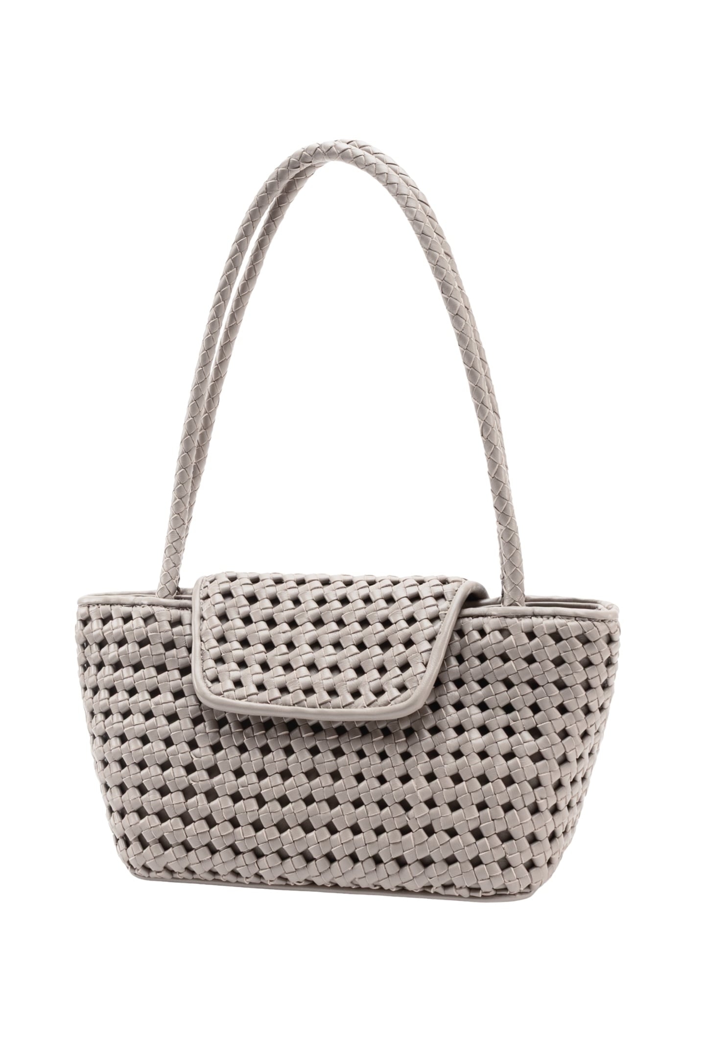 COURRIER TOTE WOVEN LEATHER GREY 3