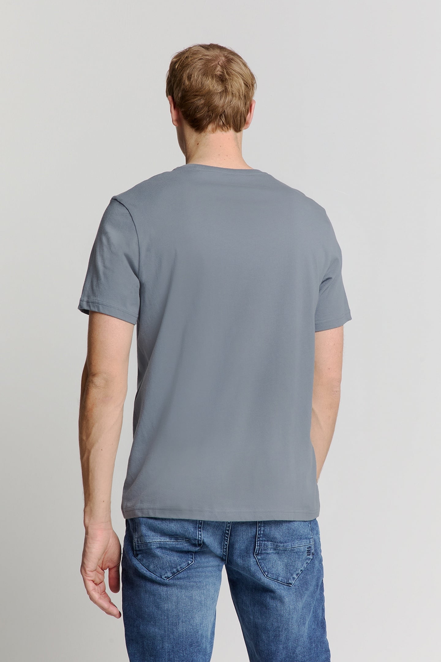 T-SHIRT CREWNECK SOLID BASIC WASHED BLUE 2
