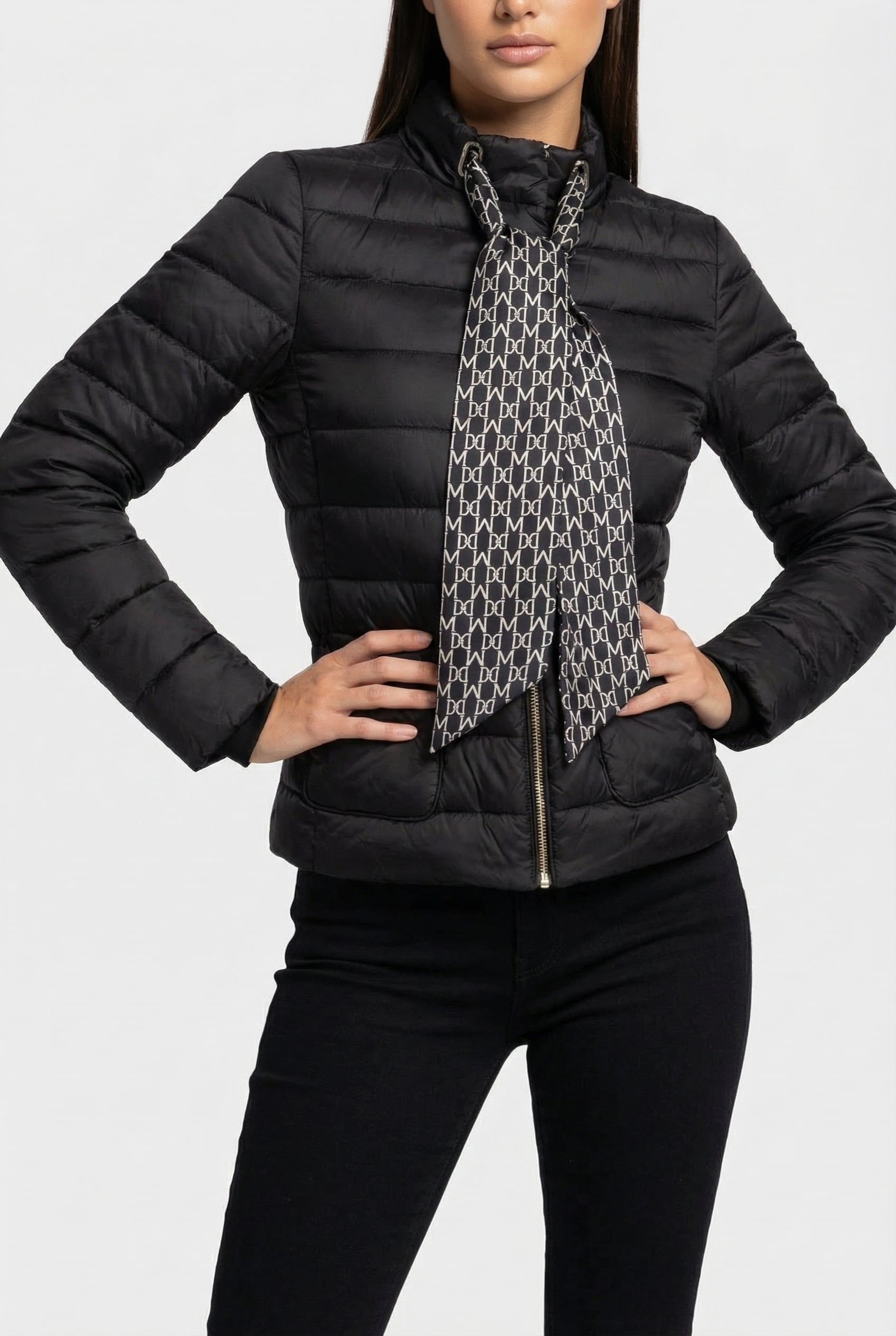 MARCIANO BY GUESS AVERY PADDED SCARF J JET BLACK A996 1