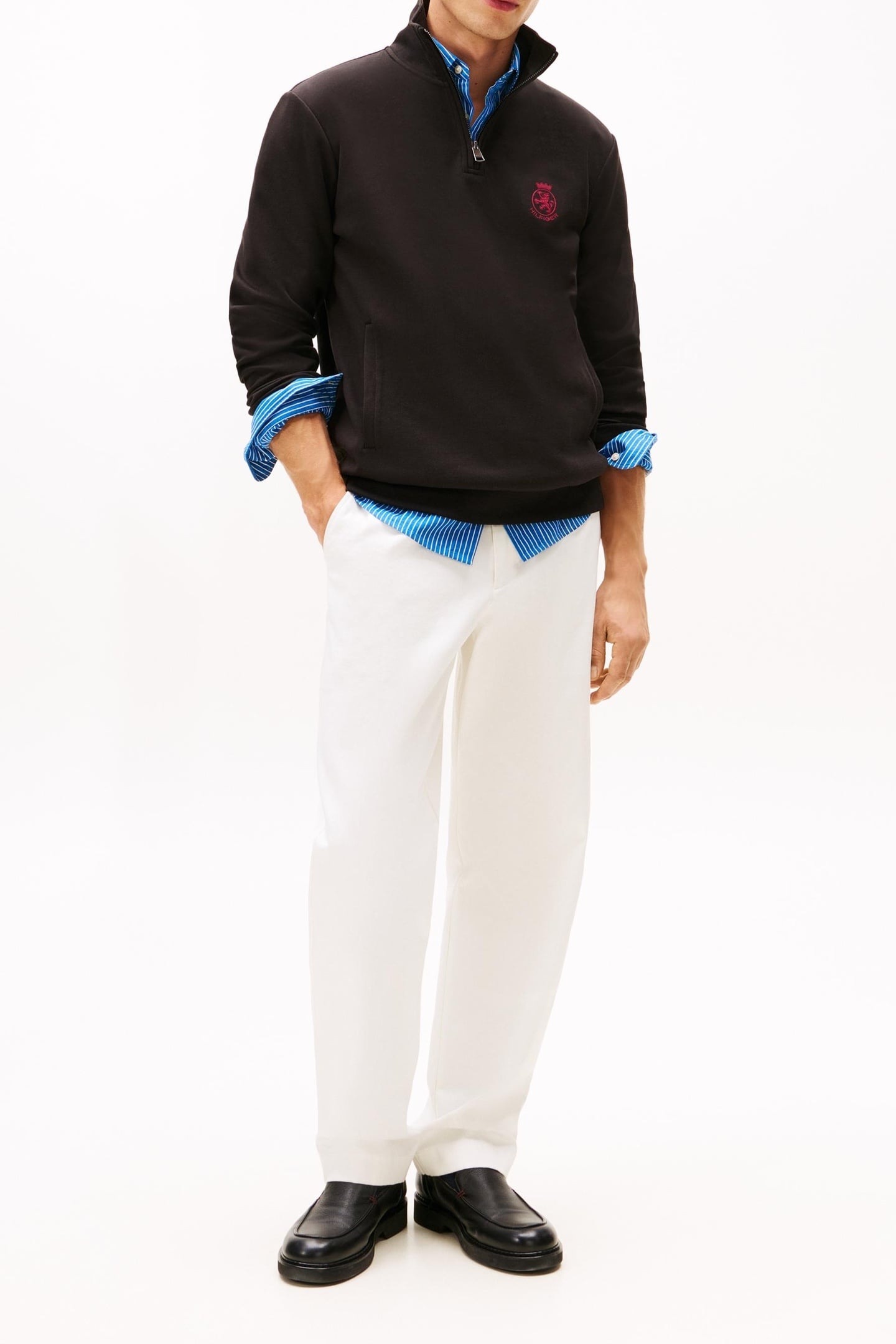 CREST EMBROIDERY QUARTER-ZIP JUMPER BLACK 3