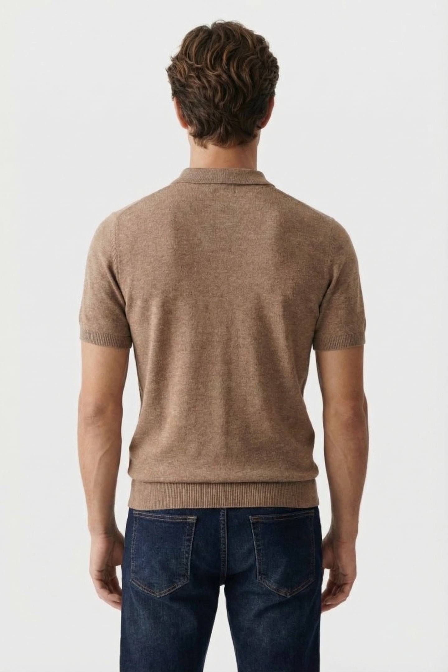 PULLOVER SHORT SLEEVE POLO MELANGE WITH LINEN KHAKI 2