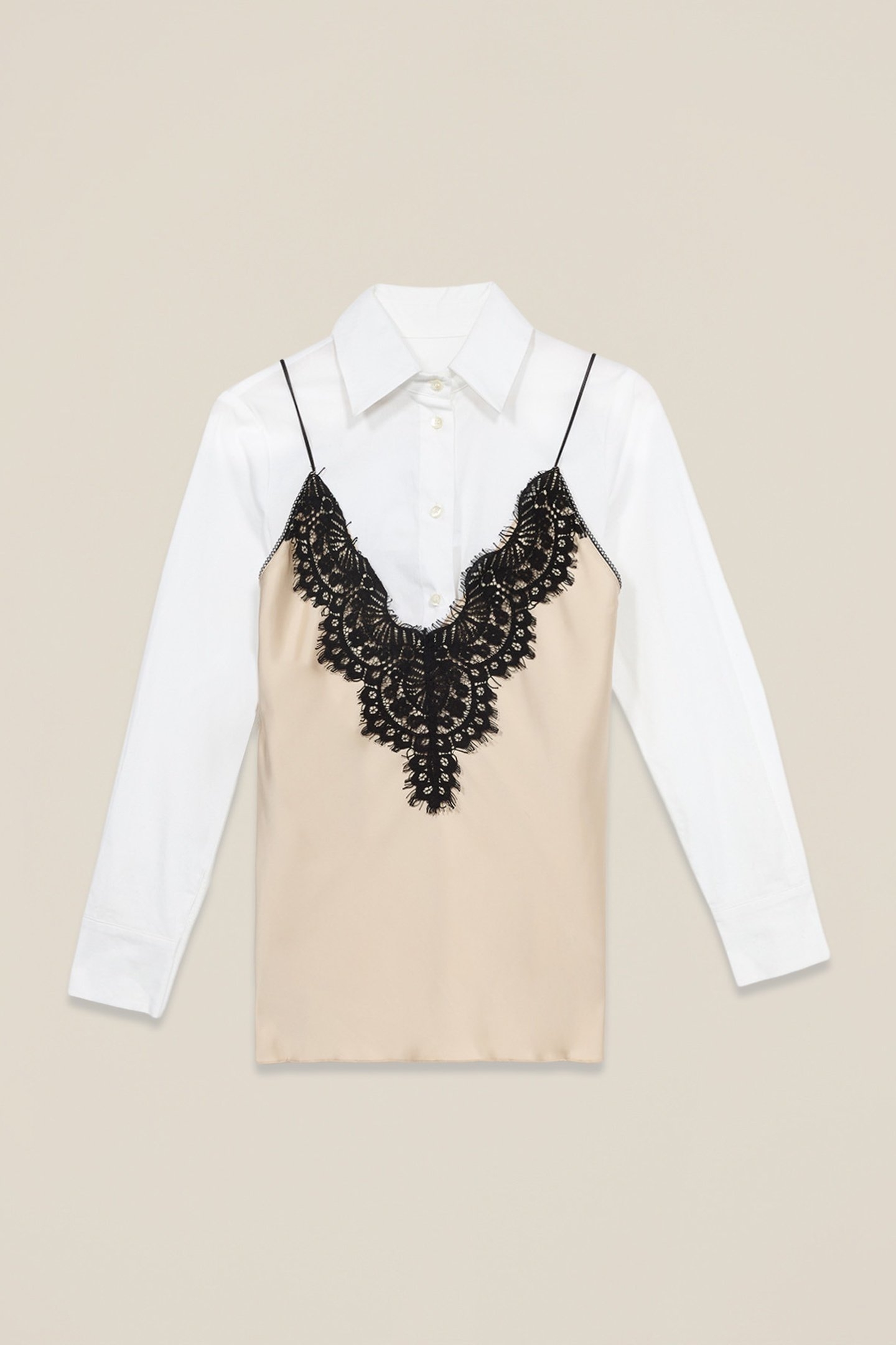 TWO-MATERIAL SHIRT WITH LACE WHITE 3