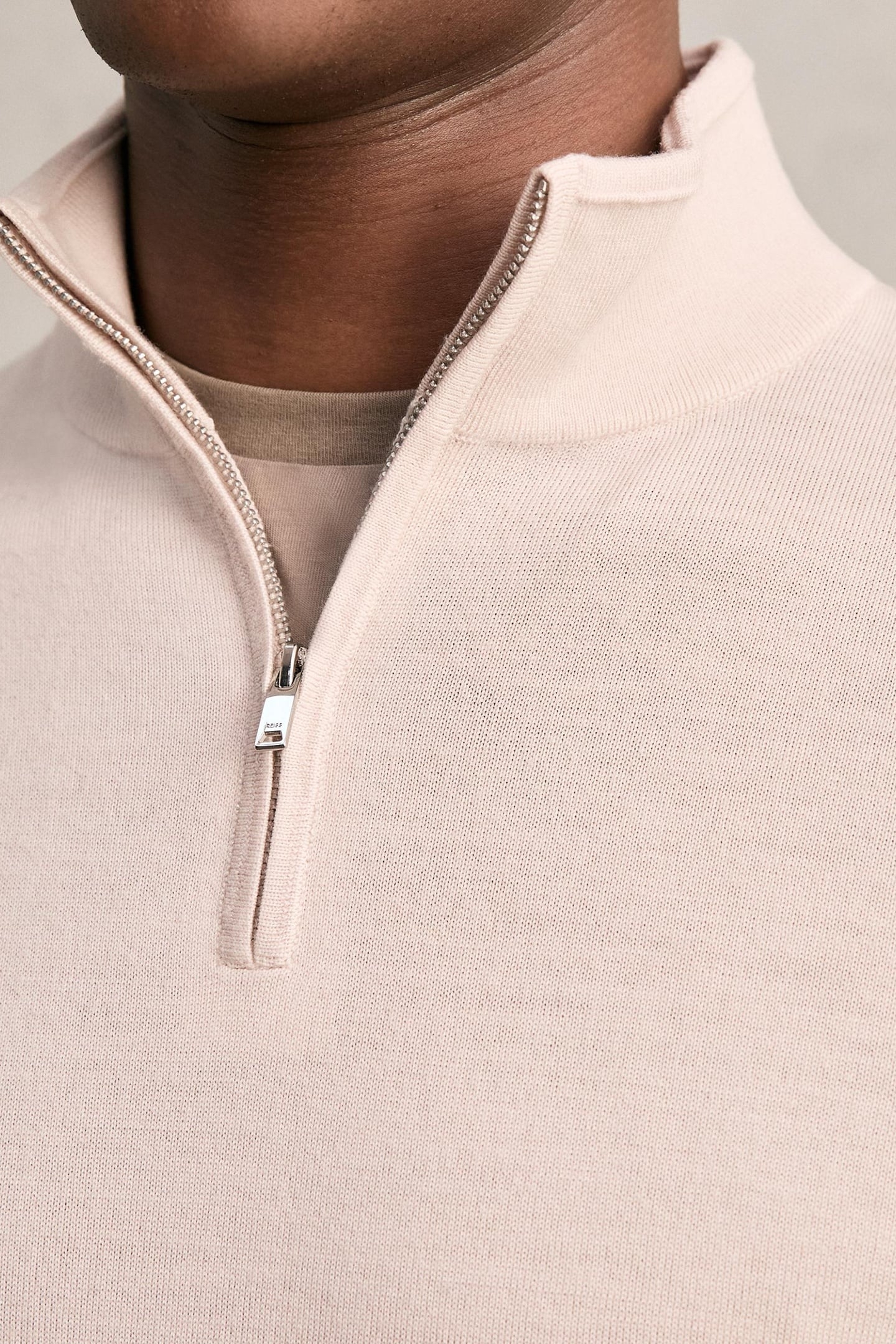 LS HALF ZIP FUNNEL MERINO WOOL JUMPER BEIGE 7