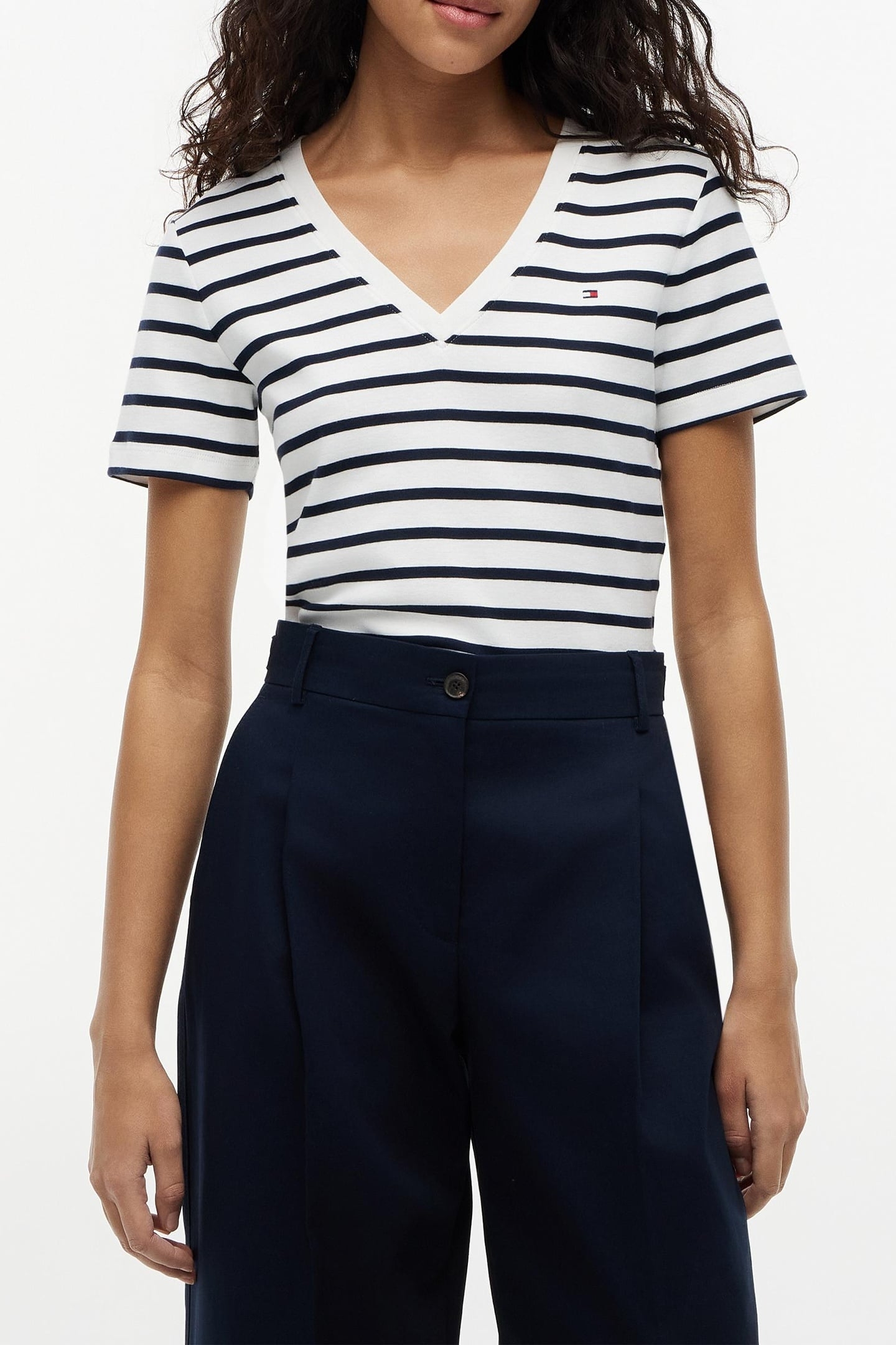 SLIM CODY V-NECK SS T-SHIRT BRETON/ECU/DARK NIGHT NAVY 2