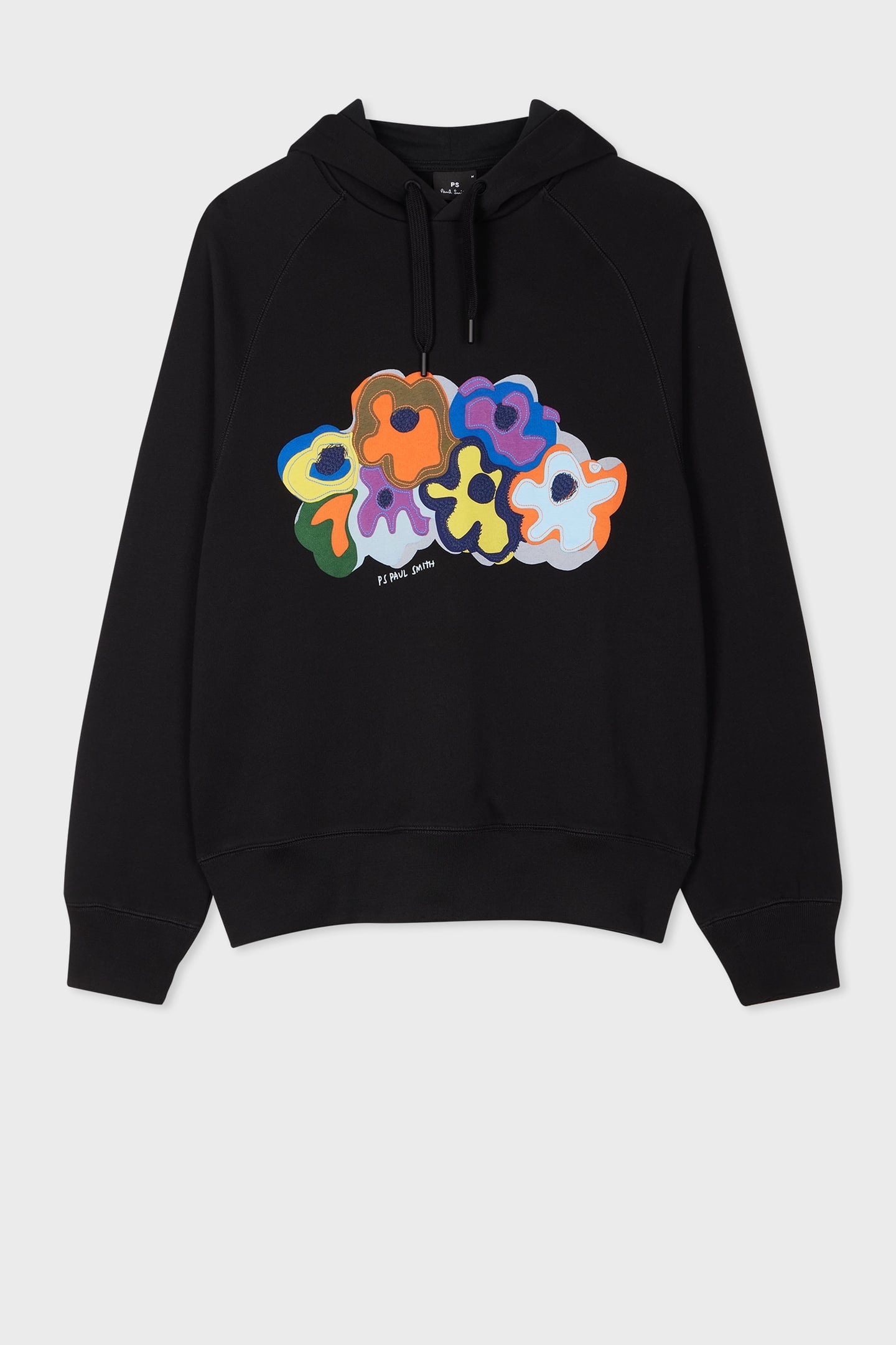 REG FIT LS HOODIE FLORAL MOTIF BLACK 4