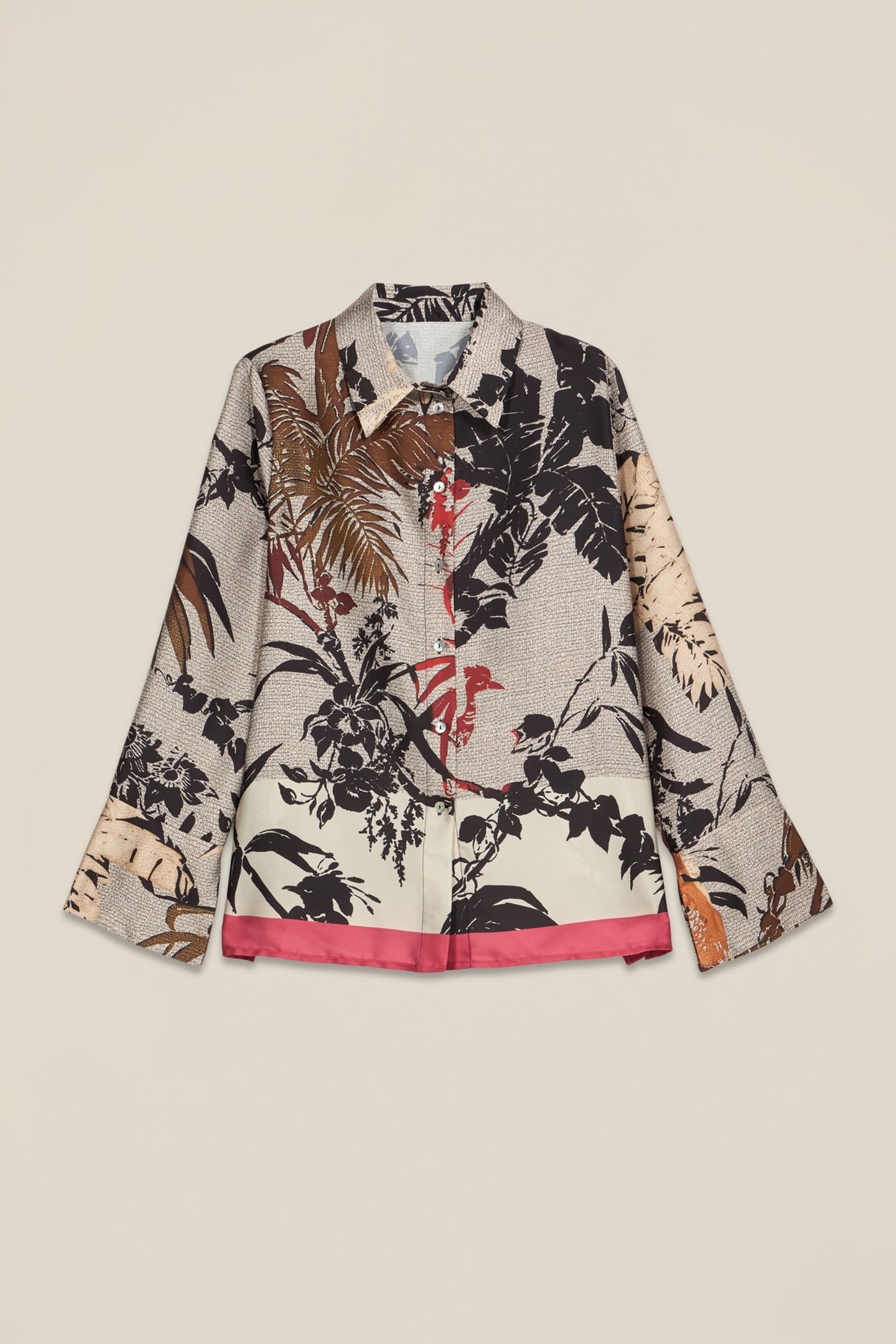 PATTERNED SATIN SHIRT BEIGE 3