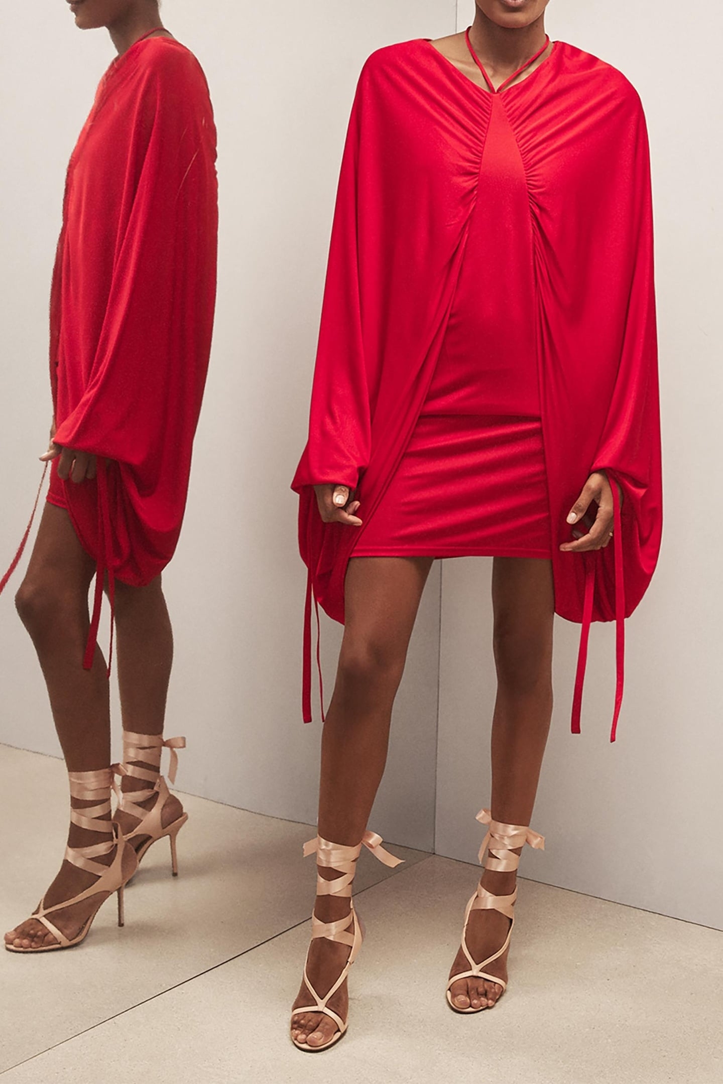 BATWING JERSEY MINI DRESS RED 1