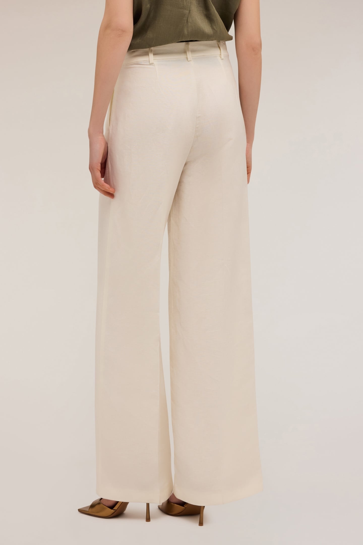 WIDE LEG LINEN BLEND TROUSERS WHITE 3