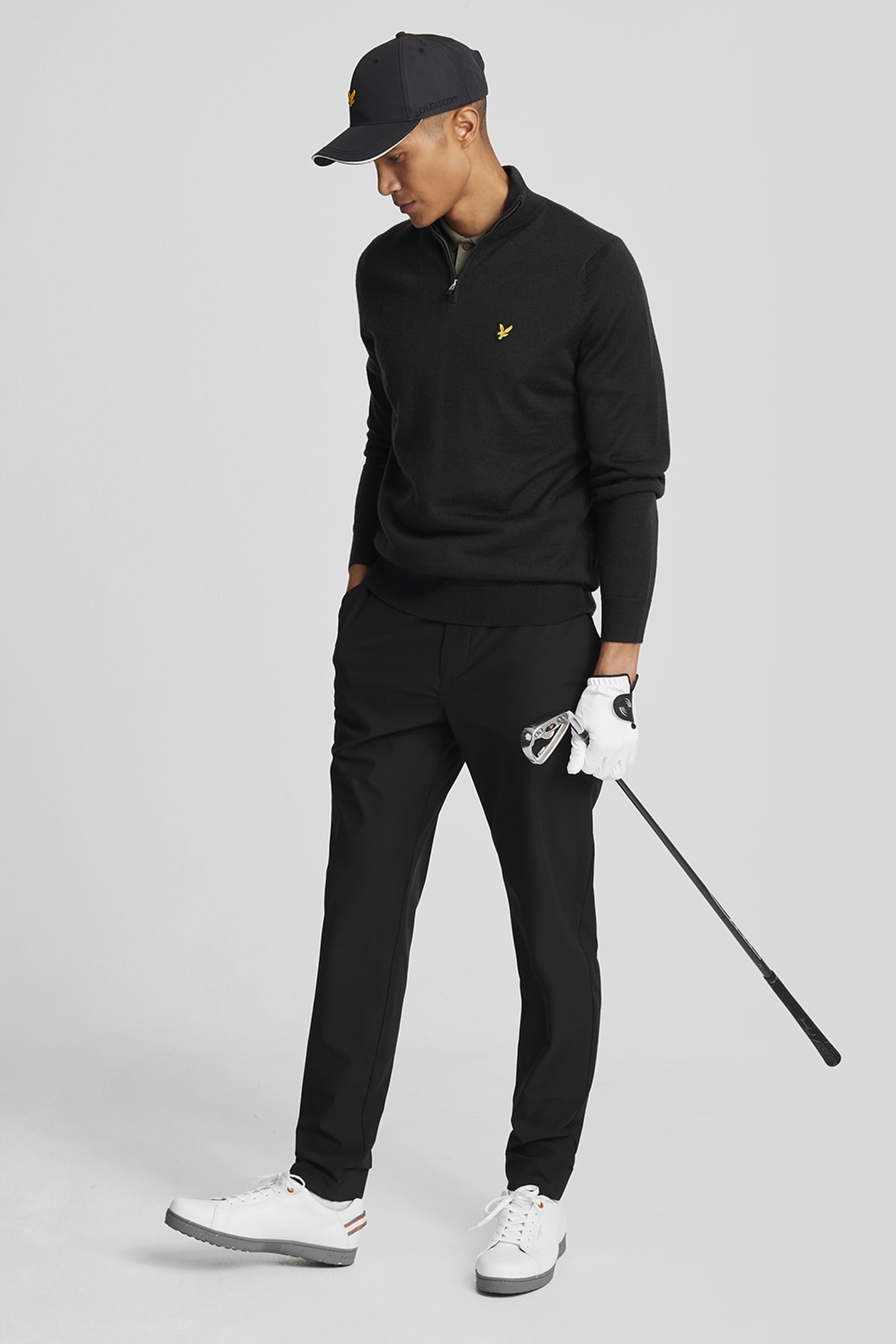 GOLF QUARTER ZIP MERINO JUMPER JET BLACK 1