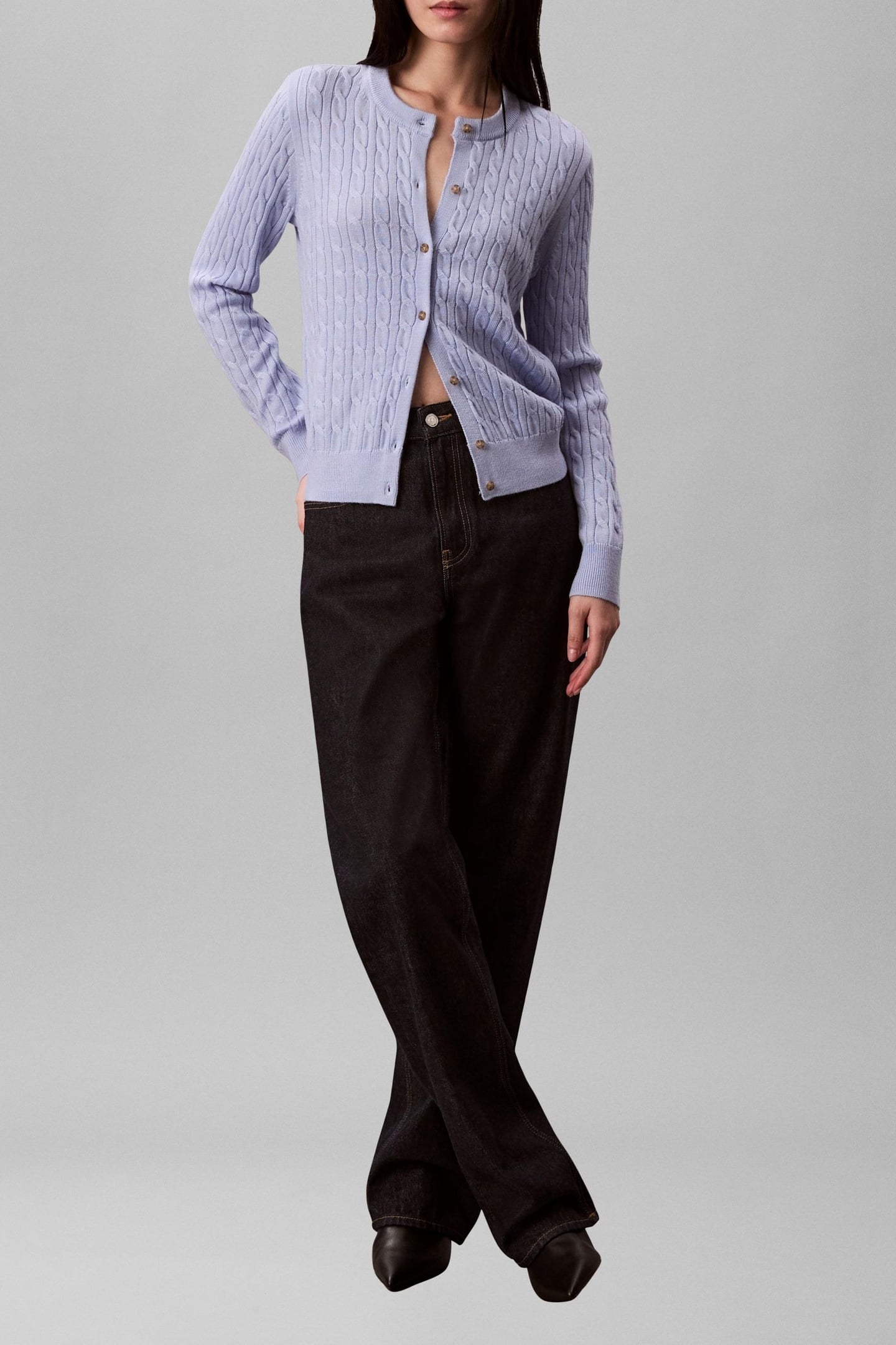 WOOL CABLE CREWNECK CASUAL BLUE 1