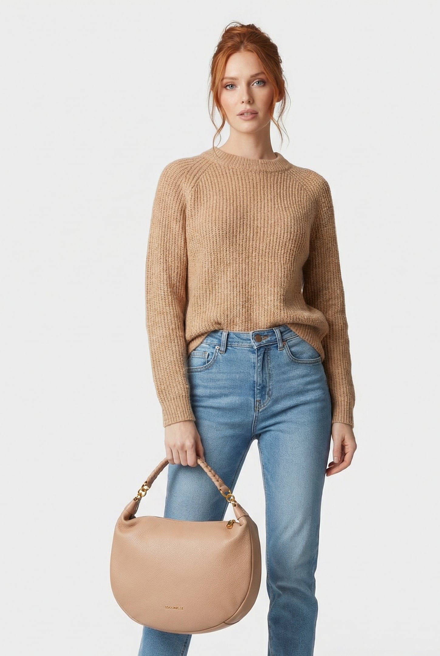 LARGE LEATHER SHOULDER BAG IN PINK 1