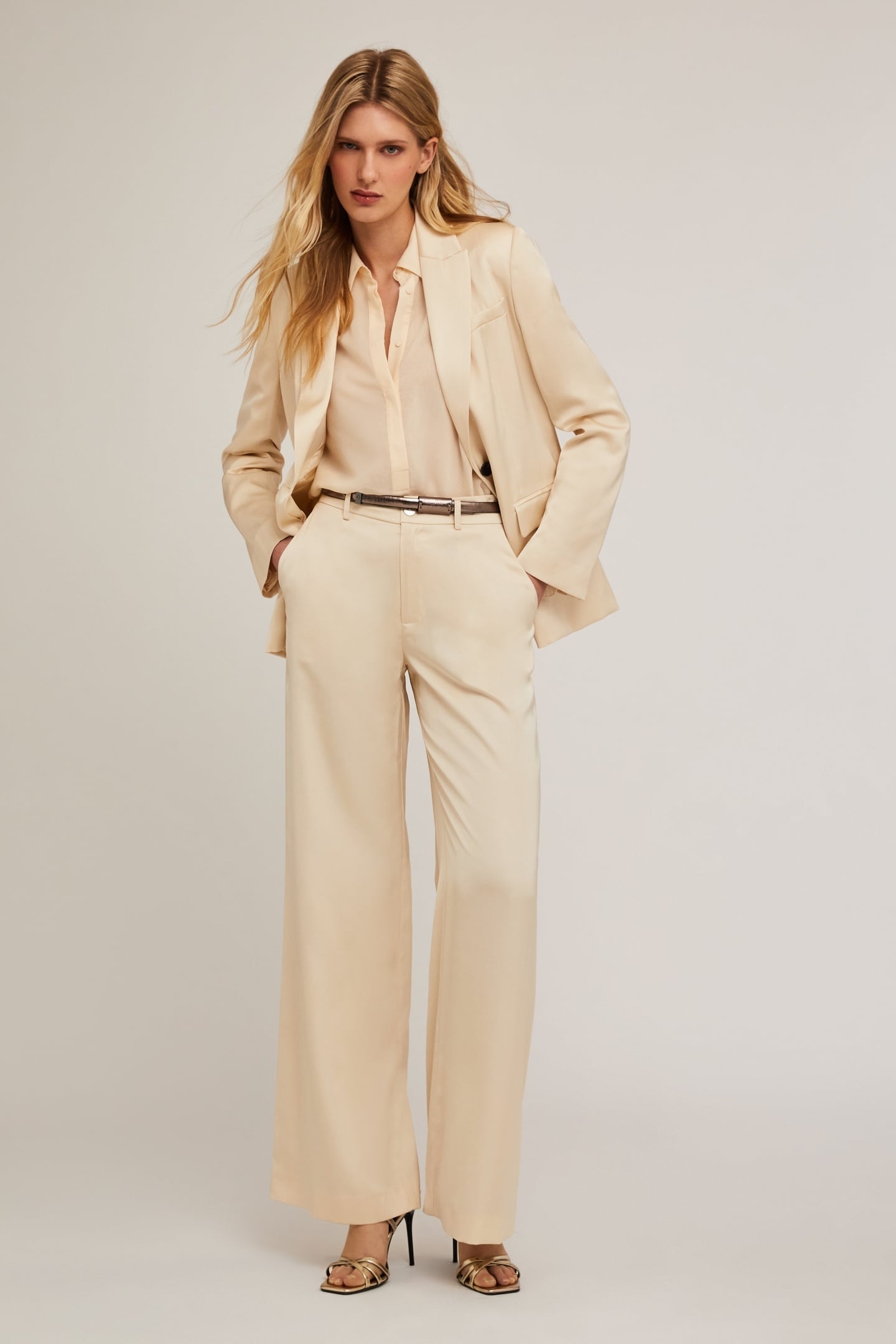 SATIN PALAZZO TROUSERS BEIGE 1