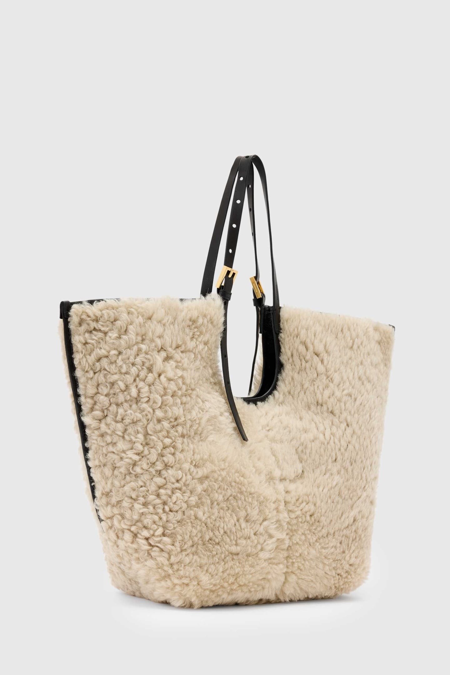 ARA SHEARLING TOTE NATURAL/BLACK 2