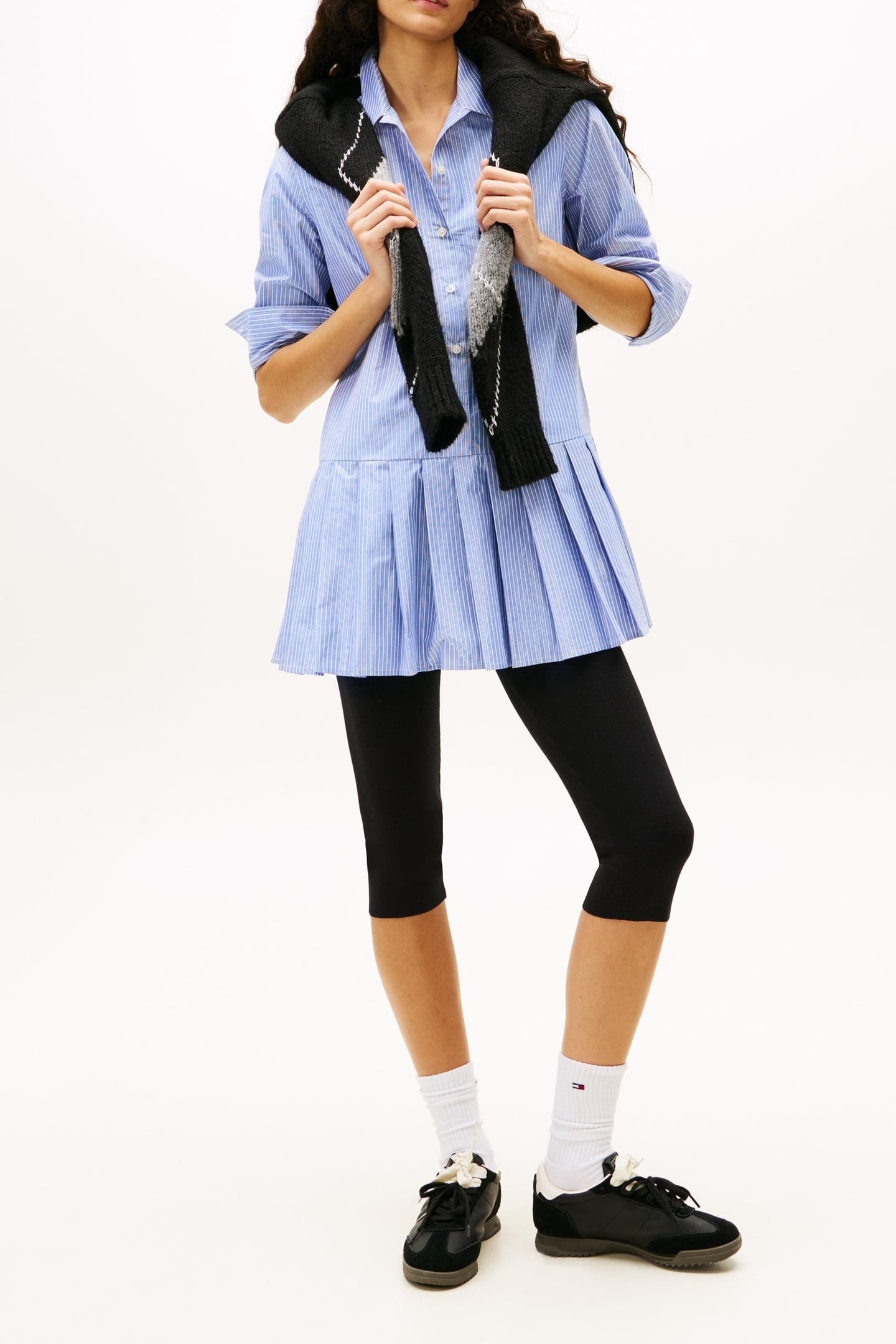 PLEATED PARTY SHIRT DRESS LIGHT BLUE 2