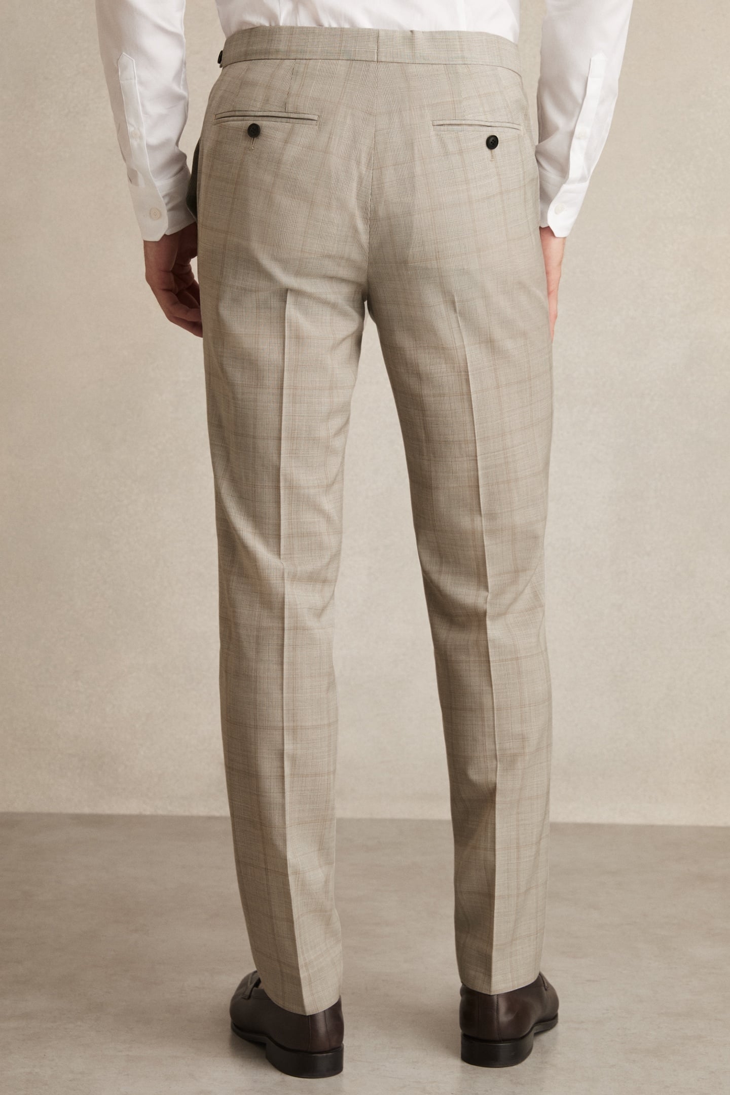 PRINCE OF WALES CHECK MIXER TROUSER OATMEAL BROWN 3