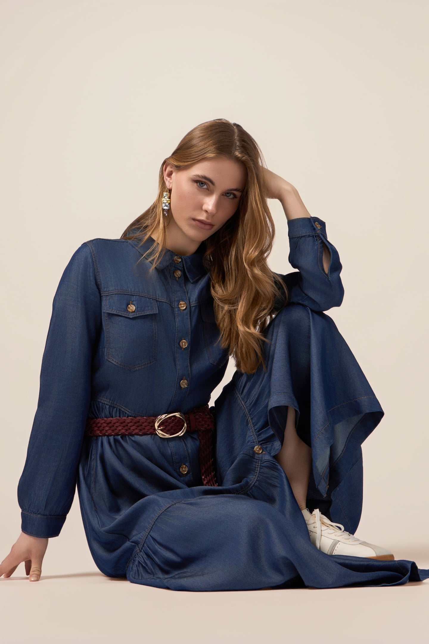 TENCEL SHIRT DRESS BLUE 4