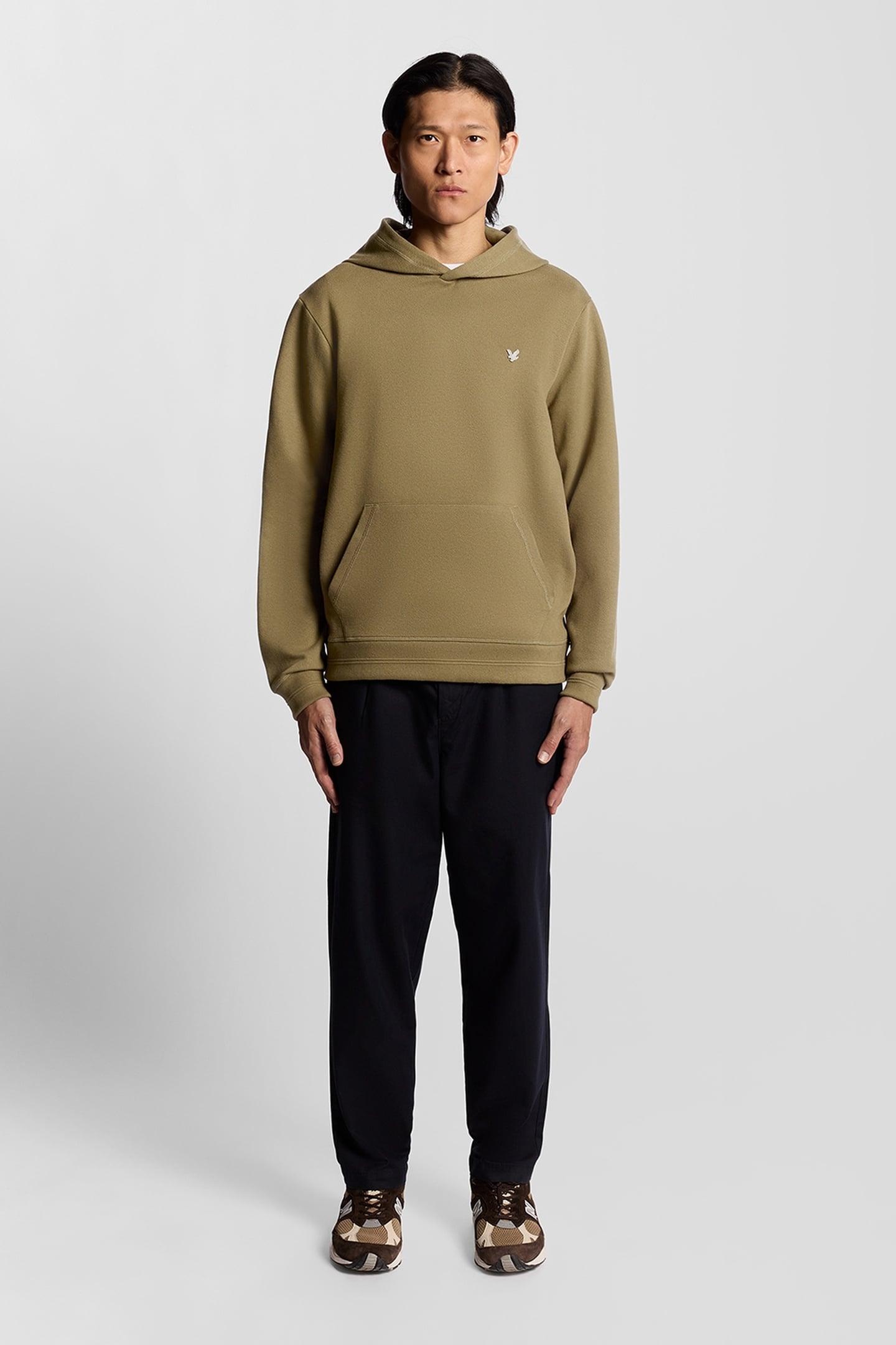 DIAGONAL WEAVE HOODIE DUSKY GREEN 1