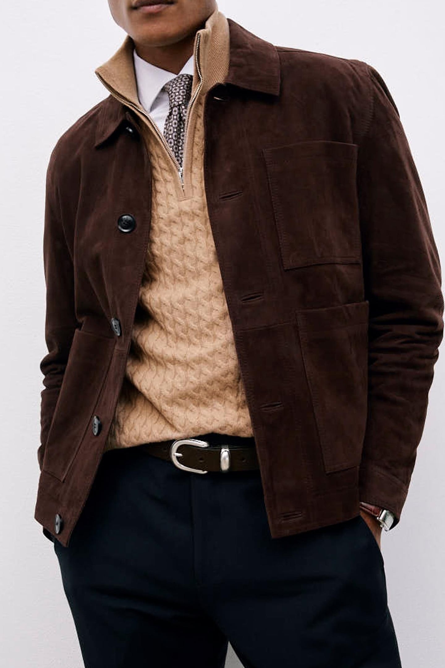 LS HALF ZIP CABLE CASHMERE JUMPER CAMEL BROWN 5