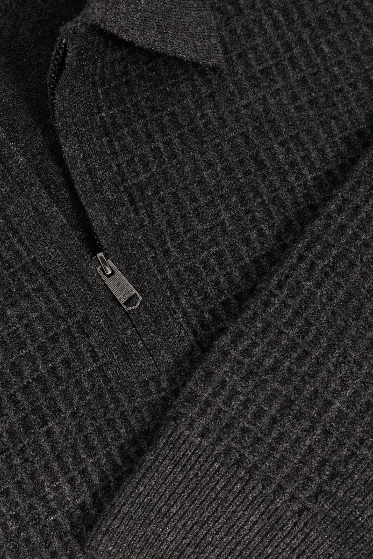 LS HALF ZIP SQUARE TEXTURED POLO CHARCOAL GREY 4