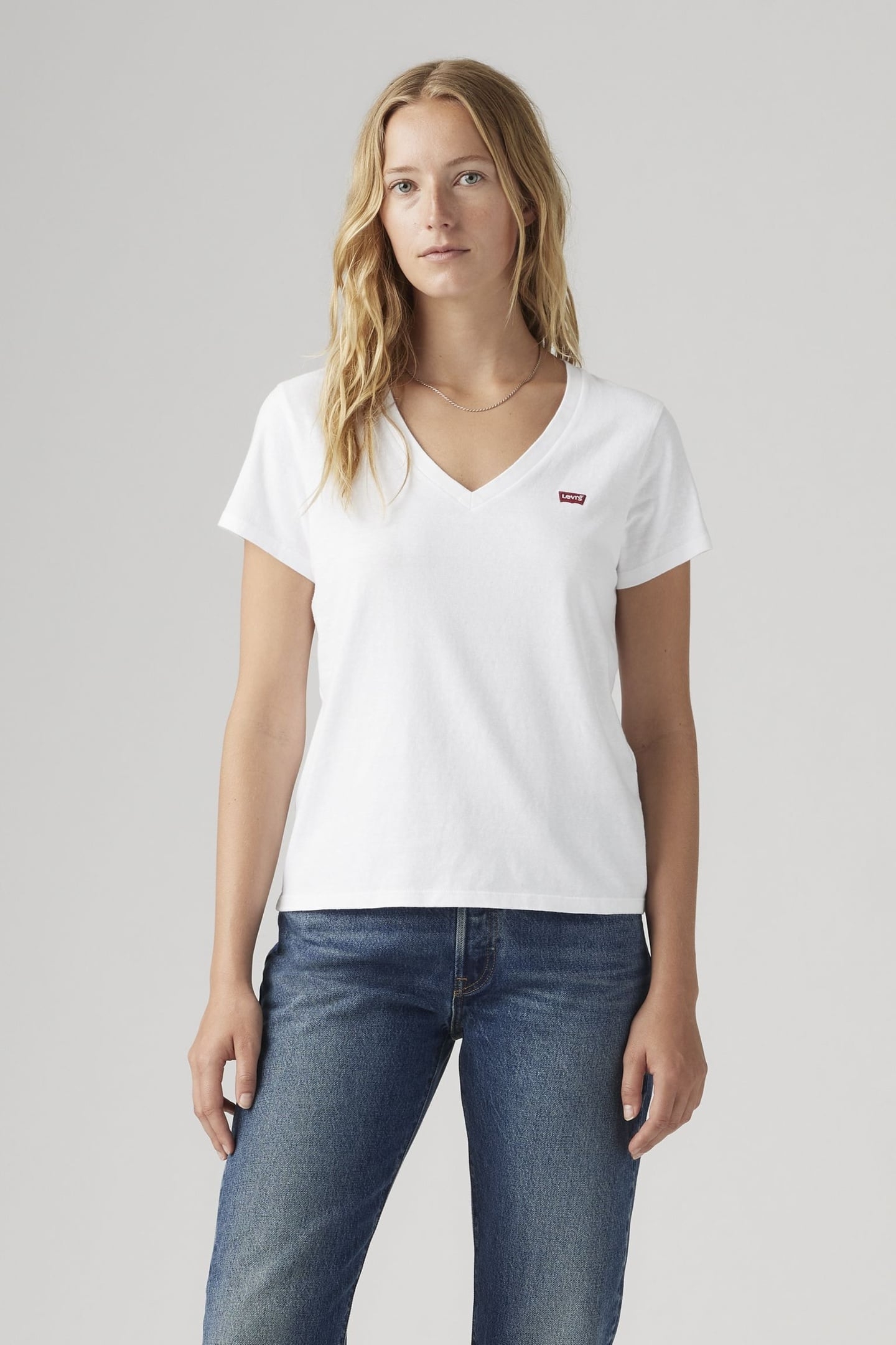 PERFECT SLUB V-NECK TEE WHITE 1