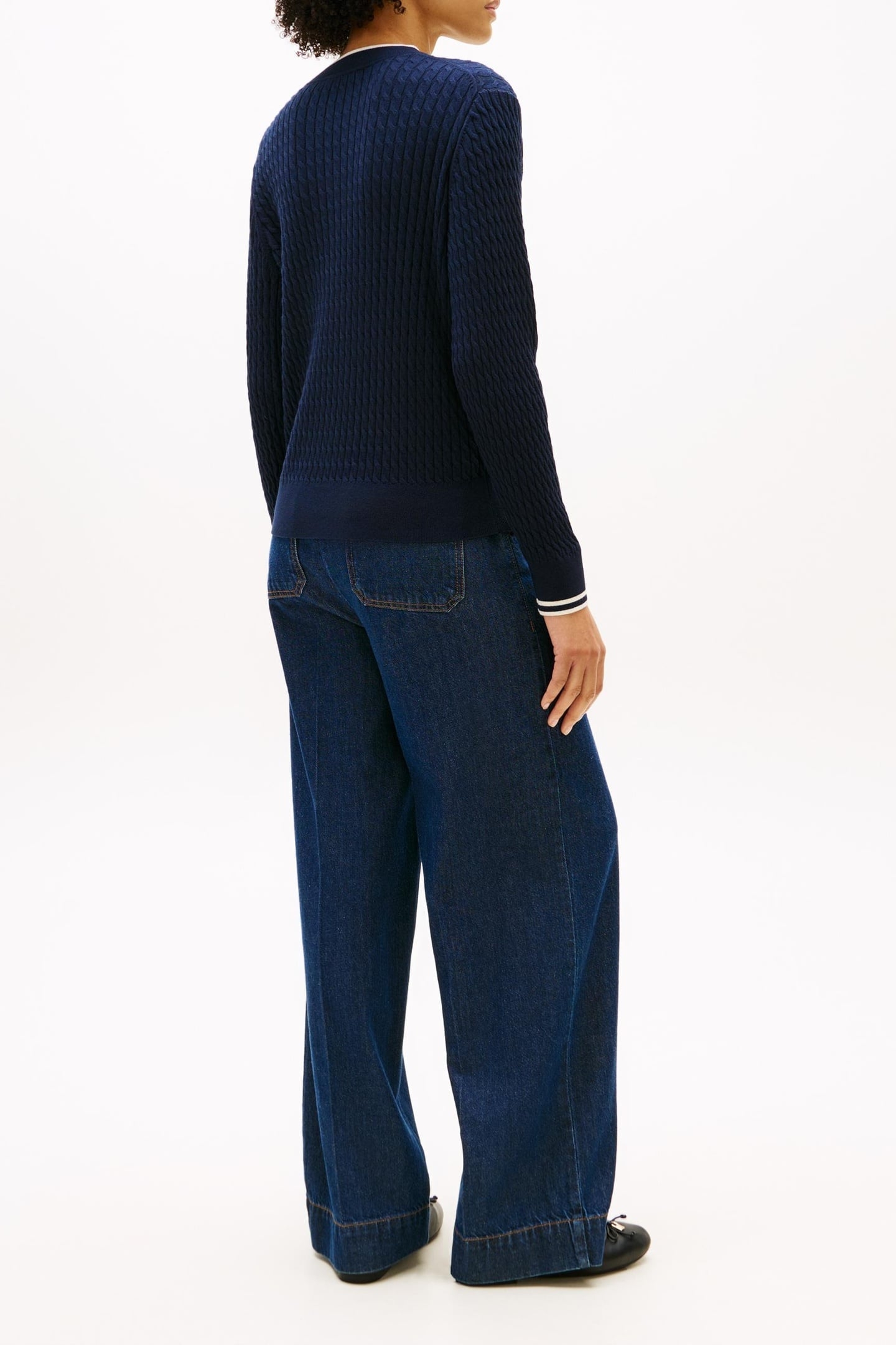 CABLE KNIT CARDIGAN DARK N NAVY TIPPING 4