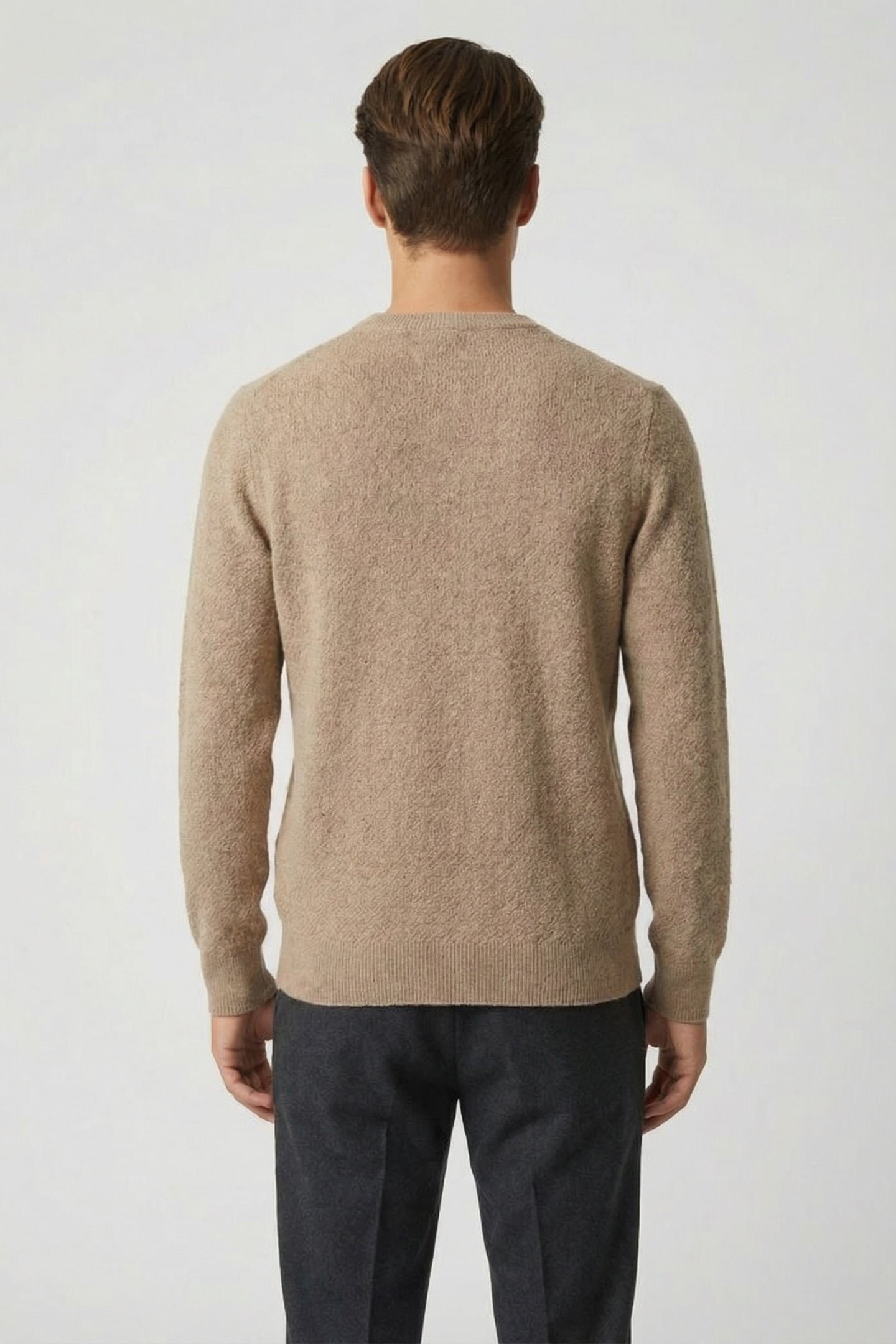 SS NEPS TEXTURE STITCH SWEATER CREW TAUPE 2