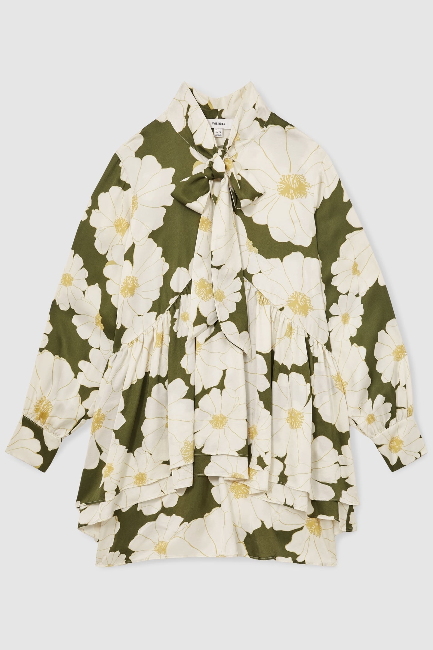 FLORAL PRINTED SWING DRESS IVORY/GREEN 3