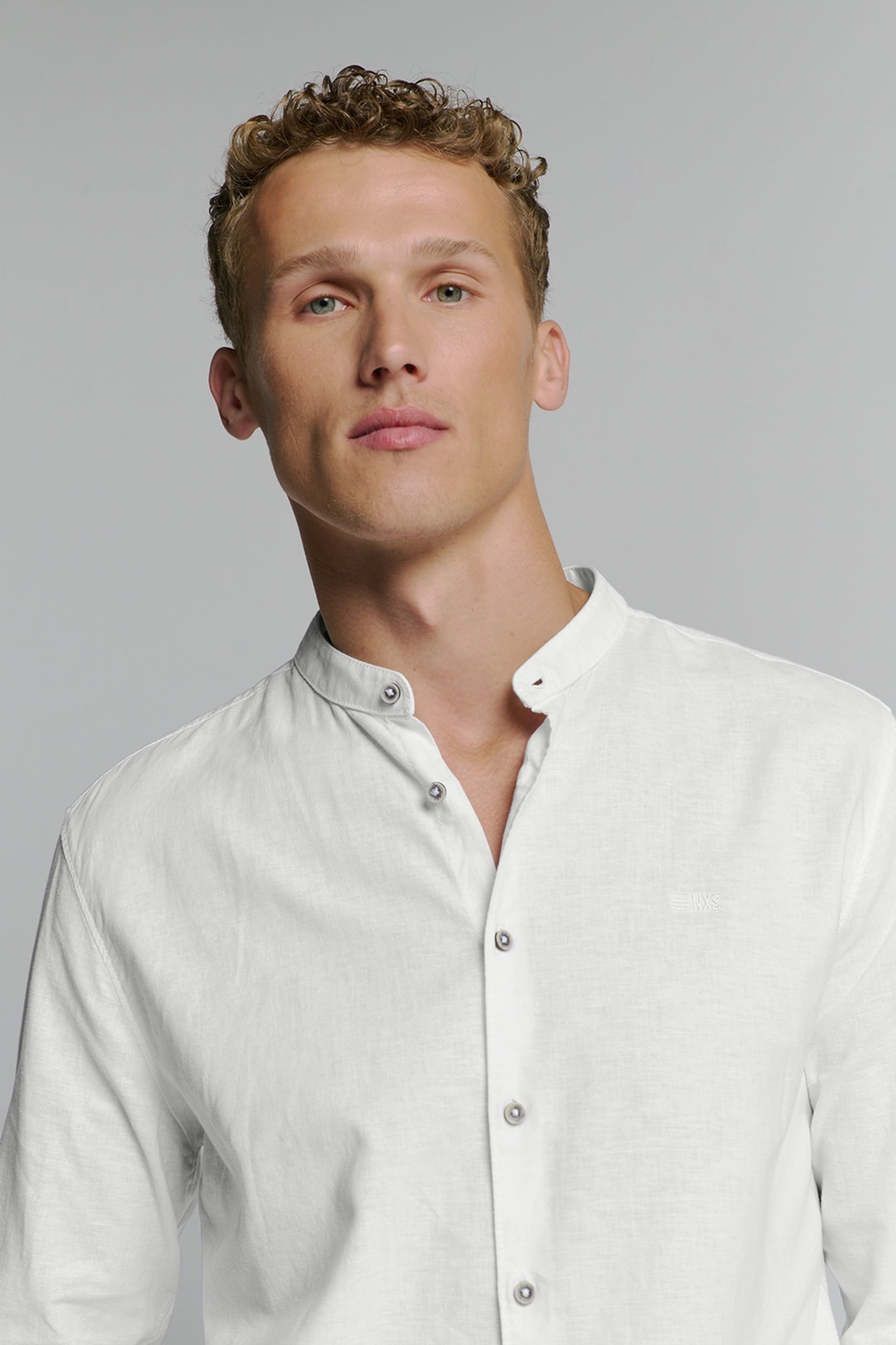 SHIRT GRANDDAD SOLID WITH LINEN WHITE 4