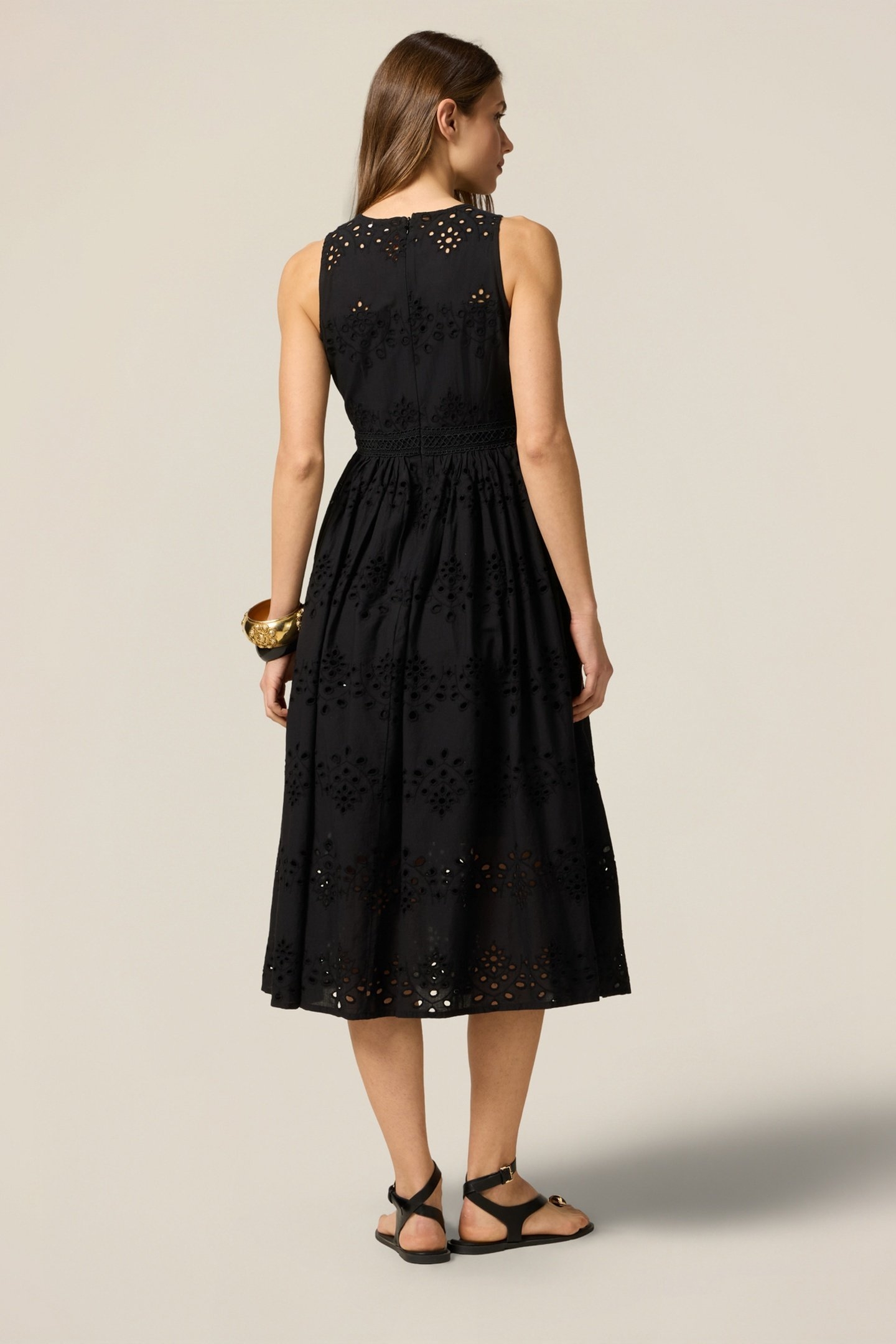 FLARED DRESS IN BRODERIE ANGLAISE LACE BLACK 3