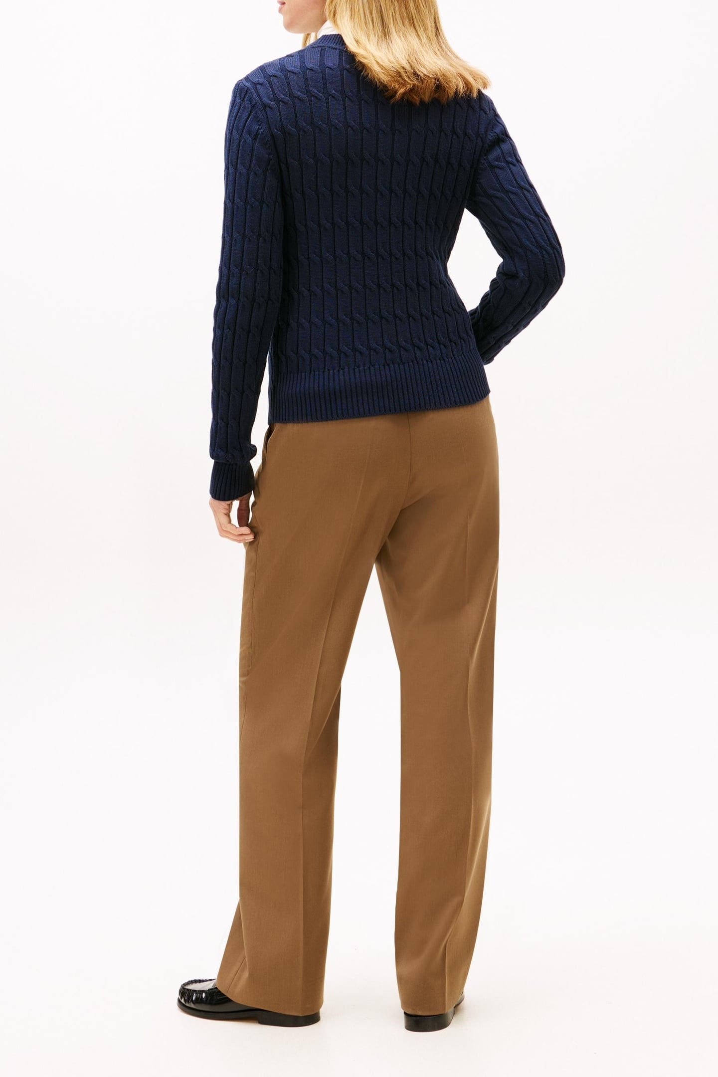 CABLE KNIT CREW NECK JUMPER DARK NIGHT NAVY 4