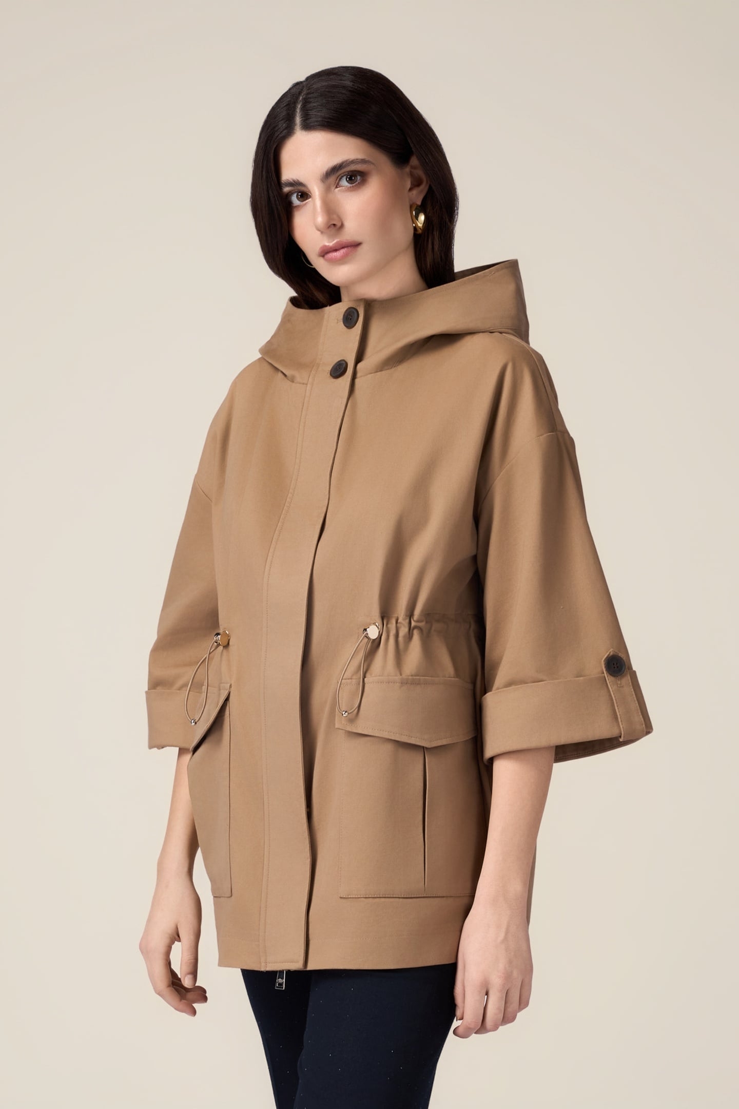 COTTON PARKA WITH HOOD BEIGE 1