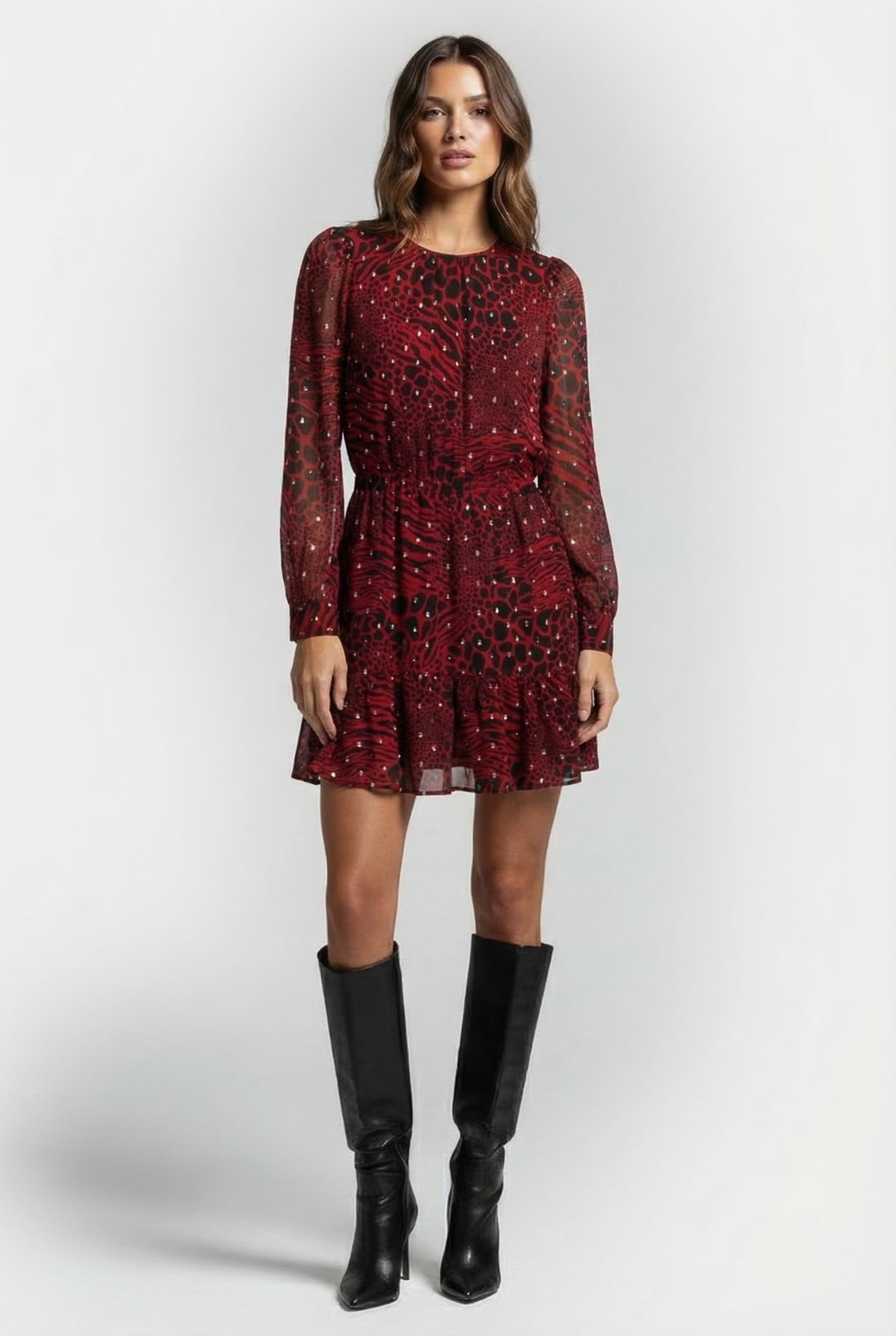 PTCHWK ANIMAL MINI DRESS CRIMSON 1