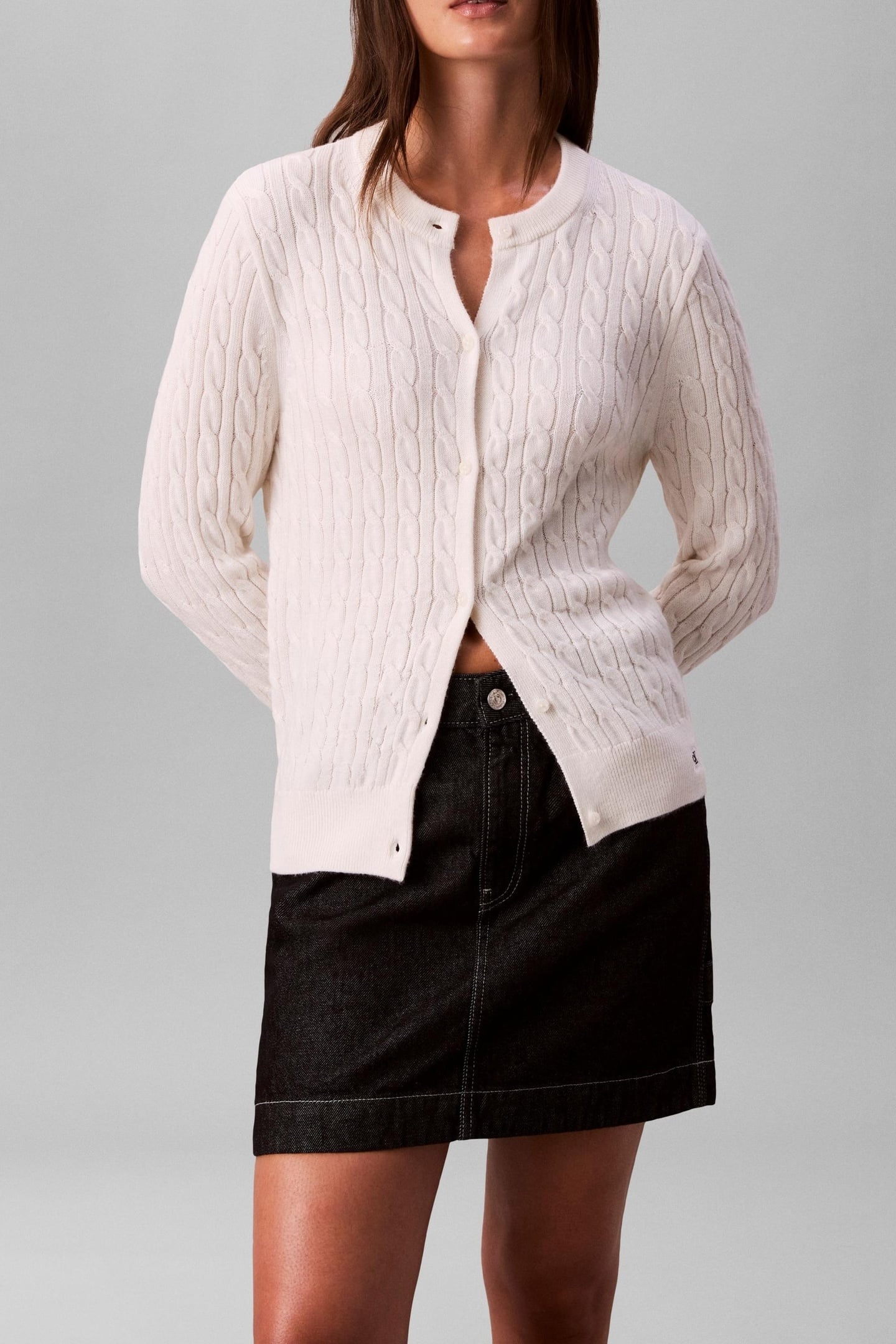 WOOL CABLE CREWNECK WHITE GREIGE 2