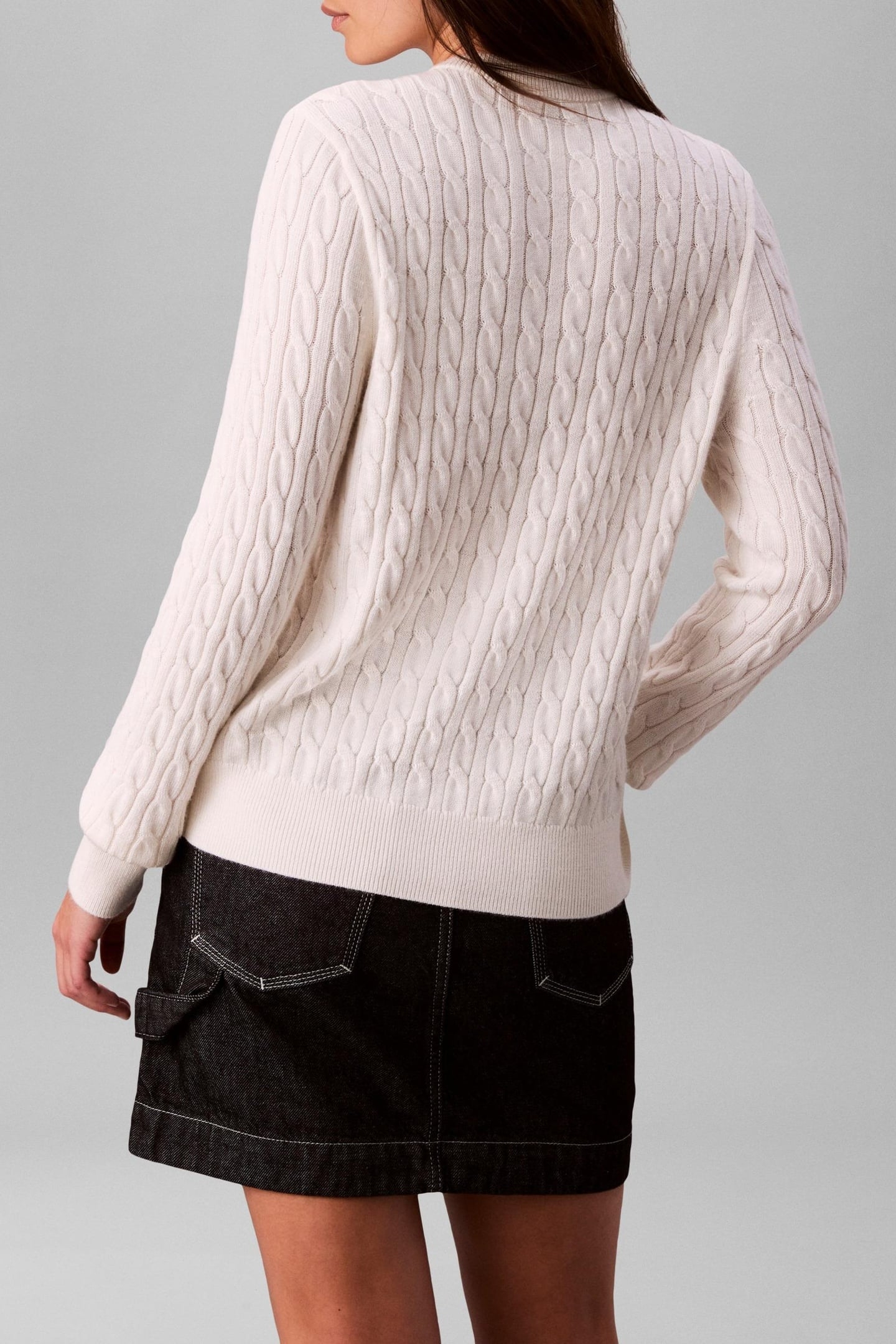WOOL CABLE CREWNECK WHITE GREIGE 4